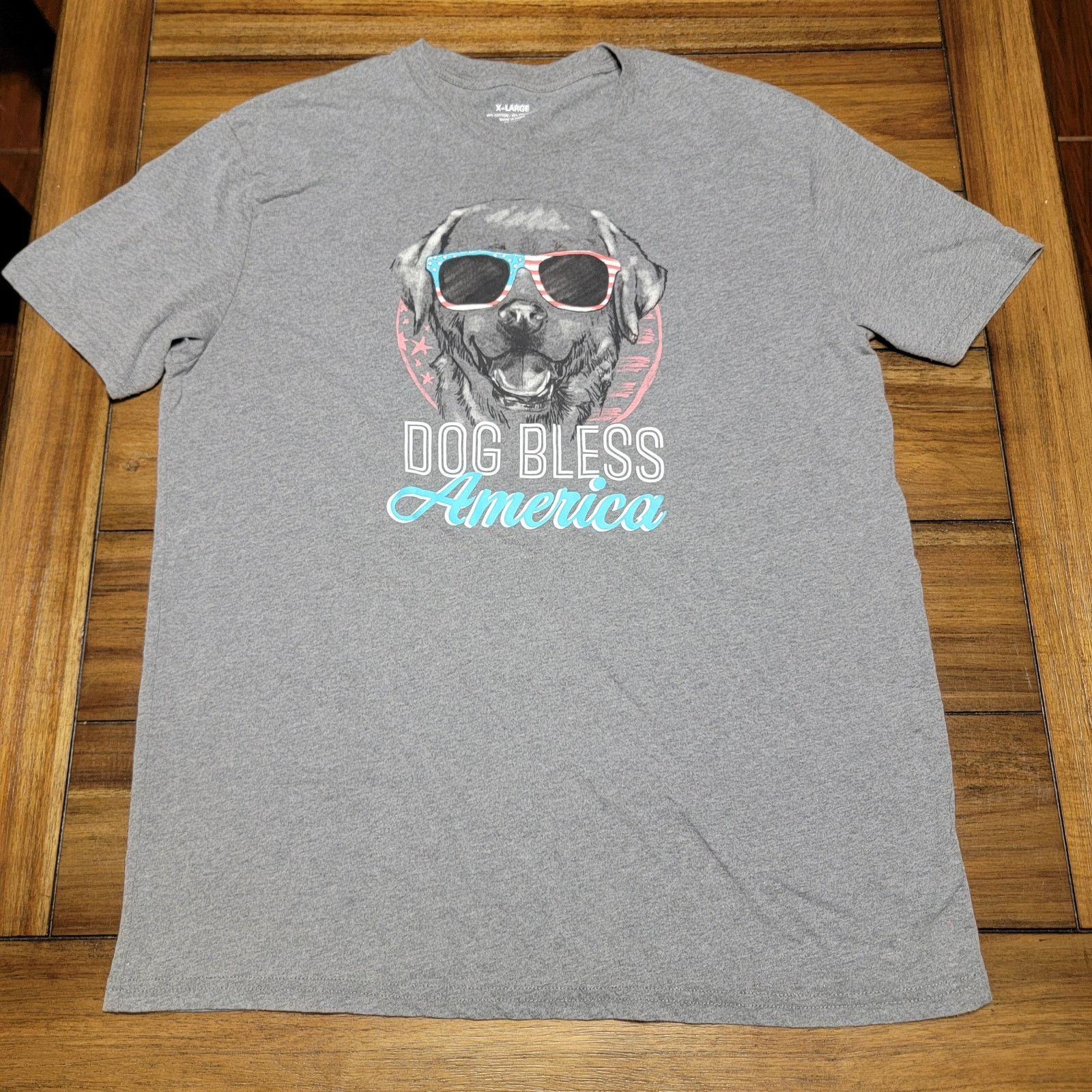 Other Unisex Grey Short Sleeve Tee "Dog Bless America" - Size XL Size XL / US 12-14 / IT 48-50 - 2 Thumbnail