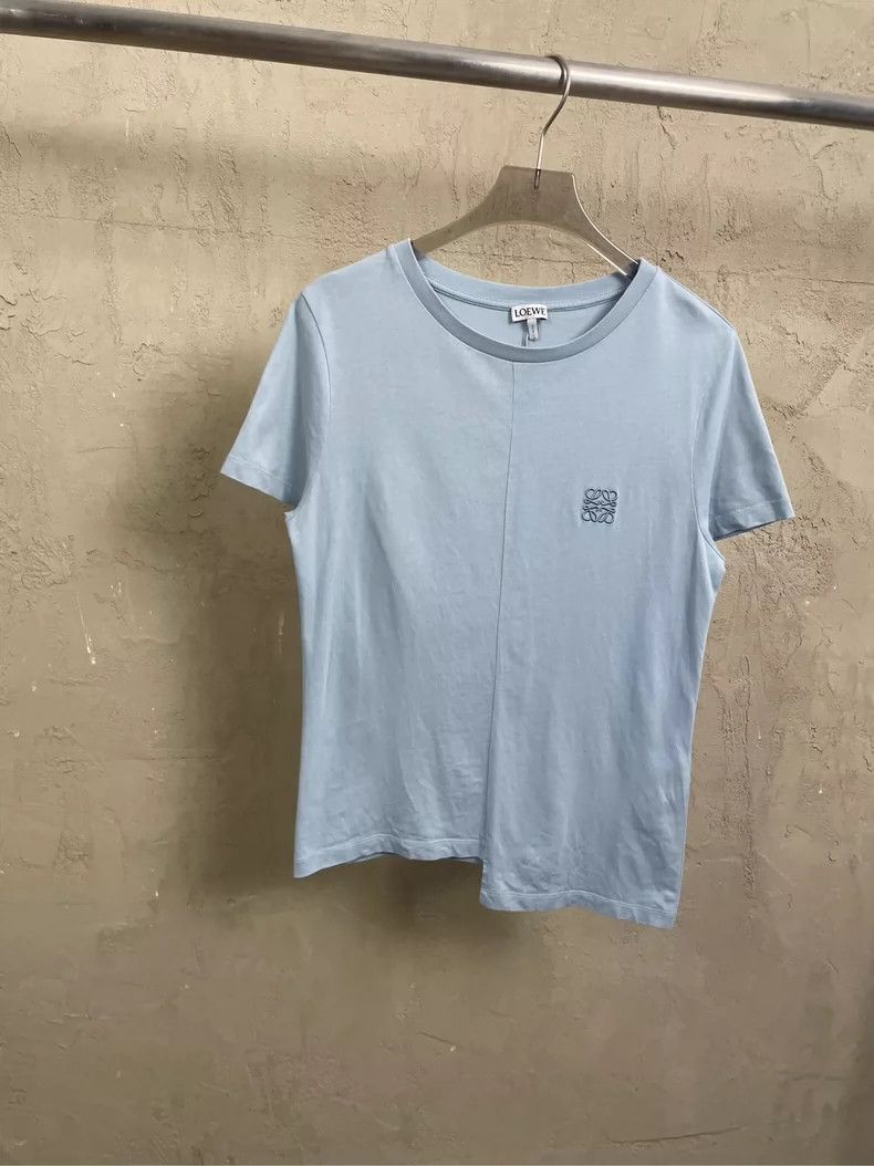 Loewe loewe Blue embroidered small logo irregular hem short sleev Size US M / EU 48-50 / 2 - 1 Thumbnail