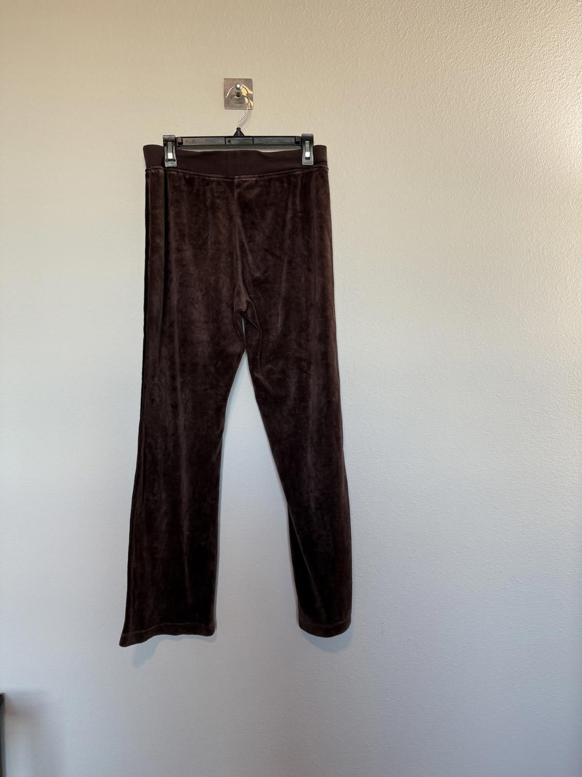 Designer Chocolate Brown Velvet Velour Sweat Pants with Satin Stripe Size 32" / US 10 / IT 46 - 6 Thumbnail