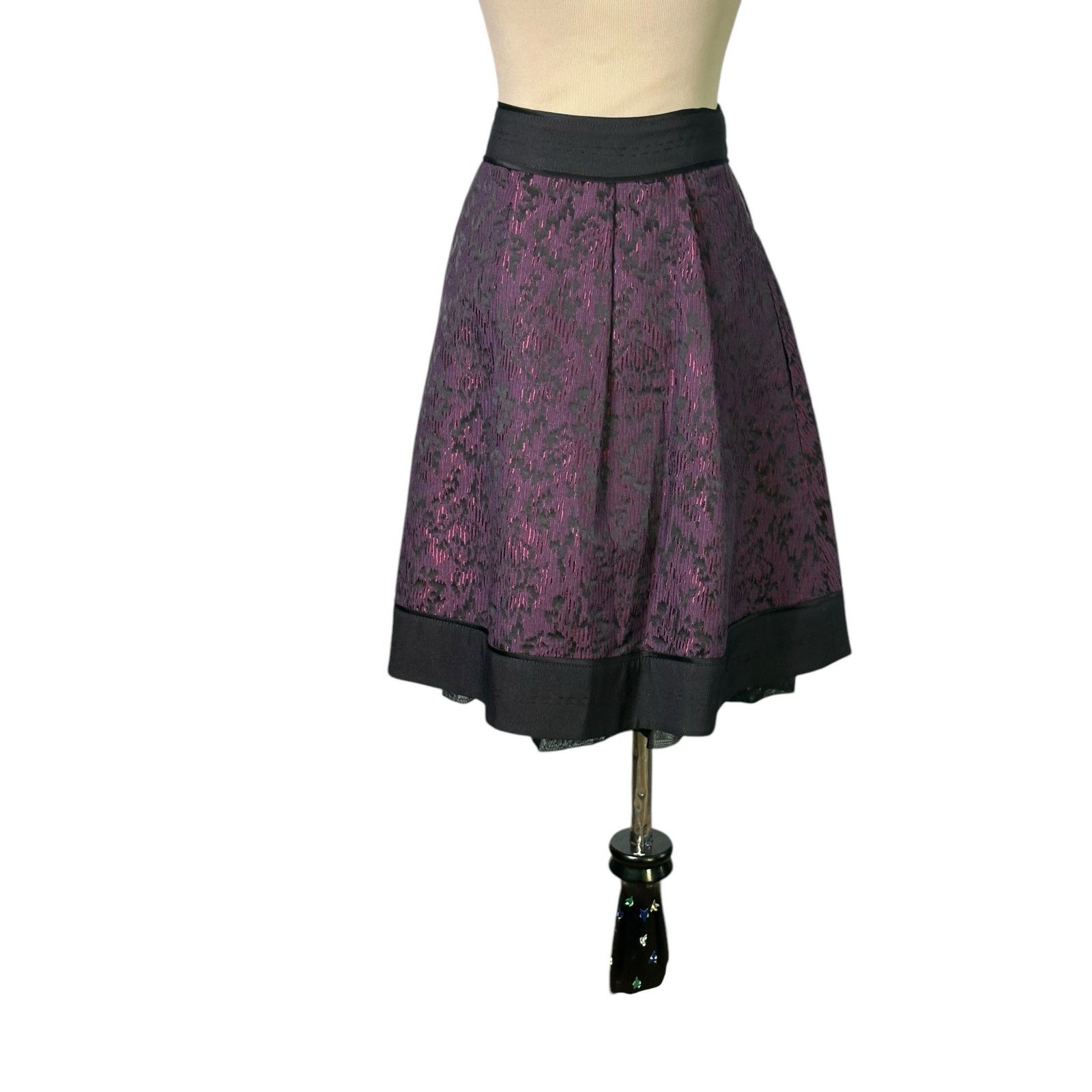 Diane von Furstenberg Diane Von Furstenberg black purple pleated mini skirt size 6 Size 28" / US 6 / IT 42 - 12 Thumbnail