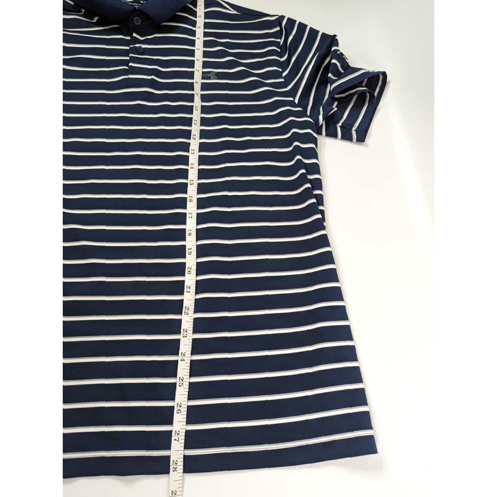 Under Armour Under Armour Heatgear Striped Golf Polo Performance Shirt XL Blue White 1342082 Size US XL / EU 56 / 4 - 5 Thumbnail