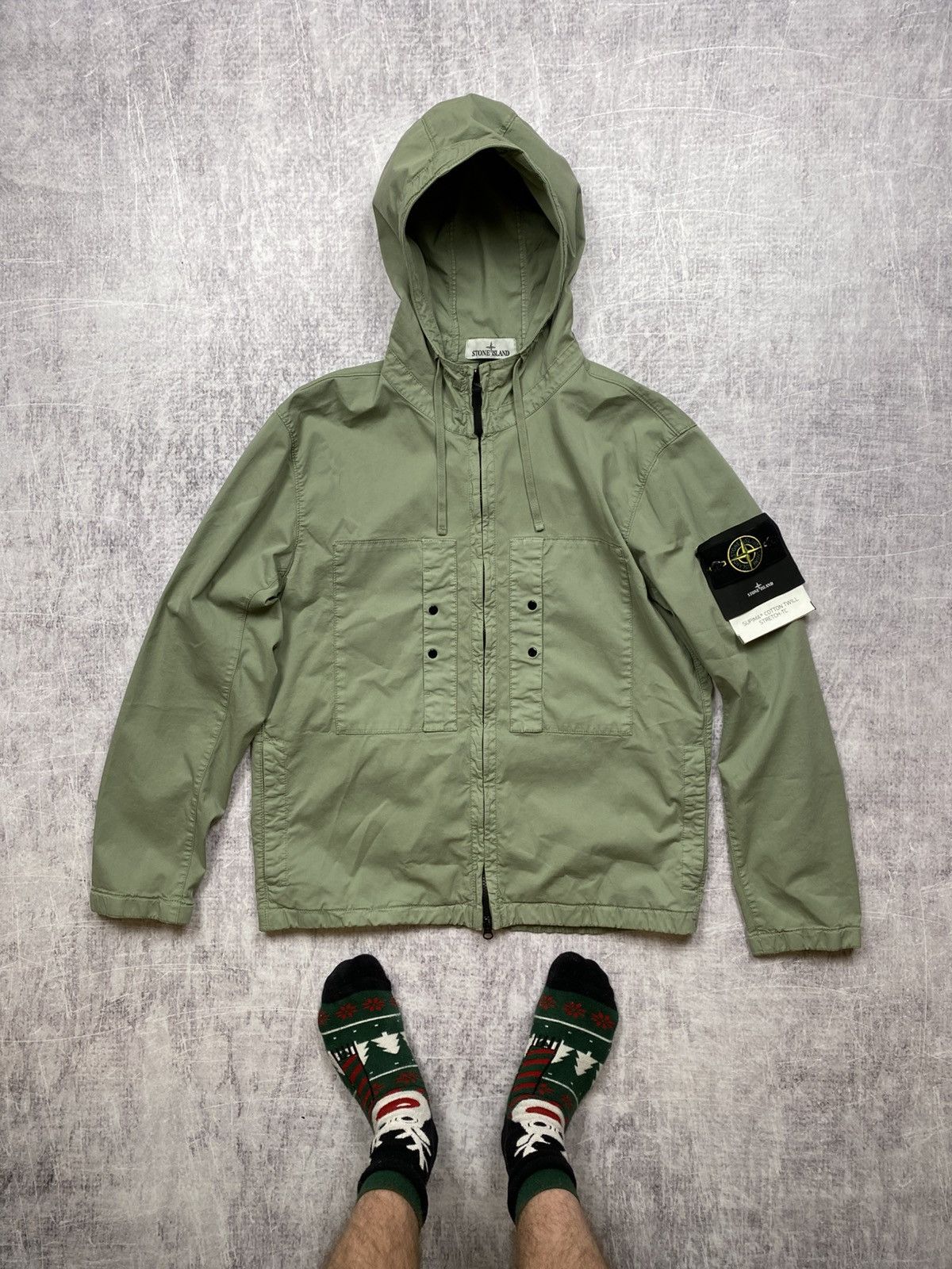 Khaki Stone Island Supima Cotton Twill Stretch-TC jacket