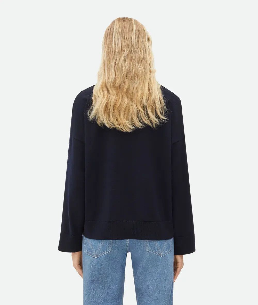 Bottega Veneta o1n1vont1225 Light Wool Polo Shirt in Navy Size XS / US 0-2 / IT 36-38 - 3 Thumbnail