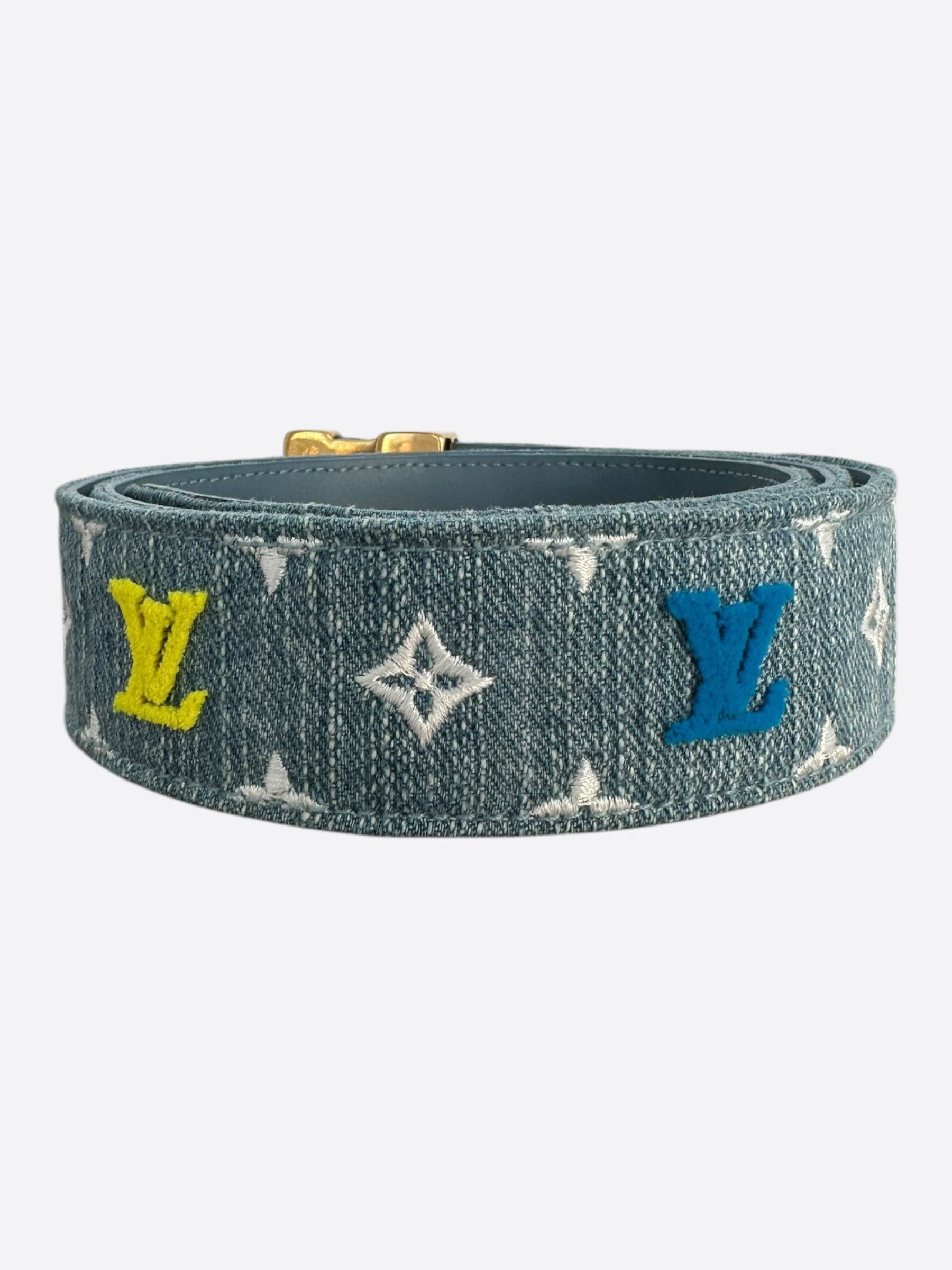 Louis Vuitton Blue & White Denim Monogram Tuffetage New Wave Belt Size 30 - 2 Thumbnail