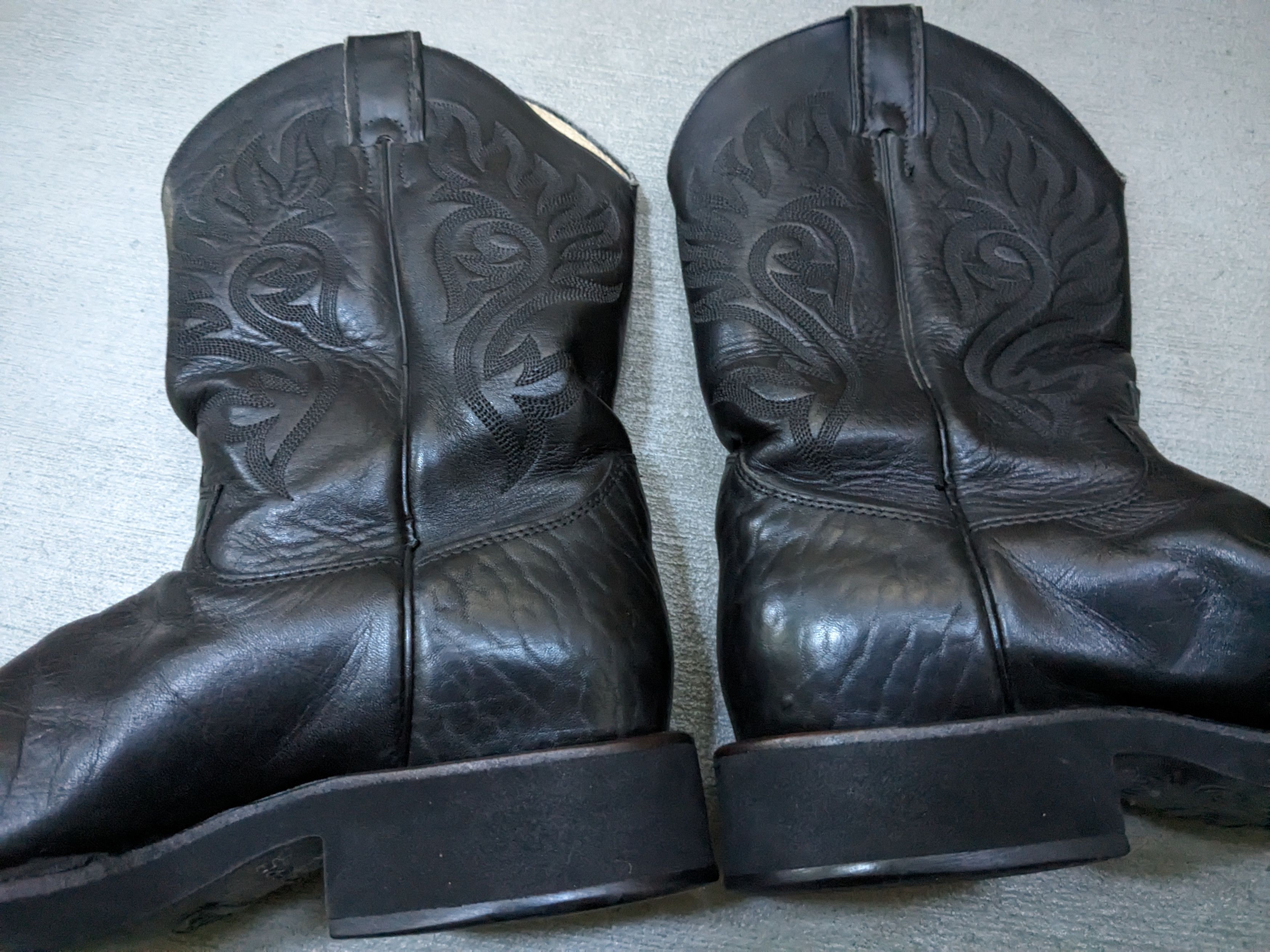 Genuine Leather Justin Cowboy Boots Black 8.5 Leather Botas USA Western Size US 8.5 / EU 41-42 - 12 Thumbnail