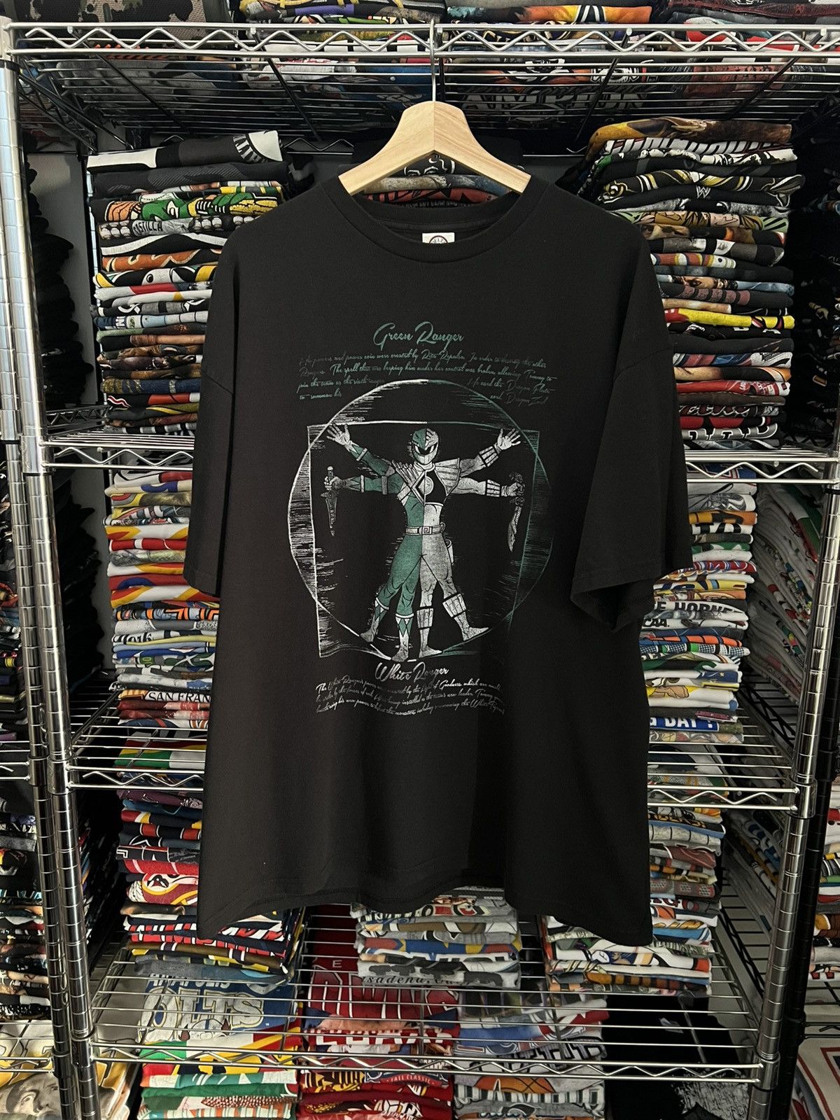 2000s Power Rangers Vitruvian Man Parody Movie Tee Green