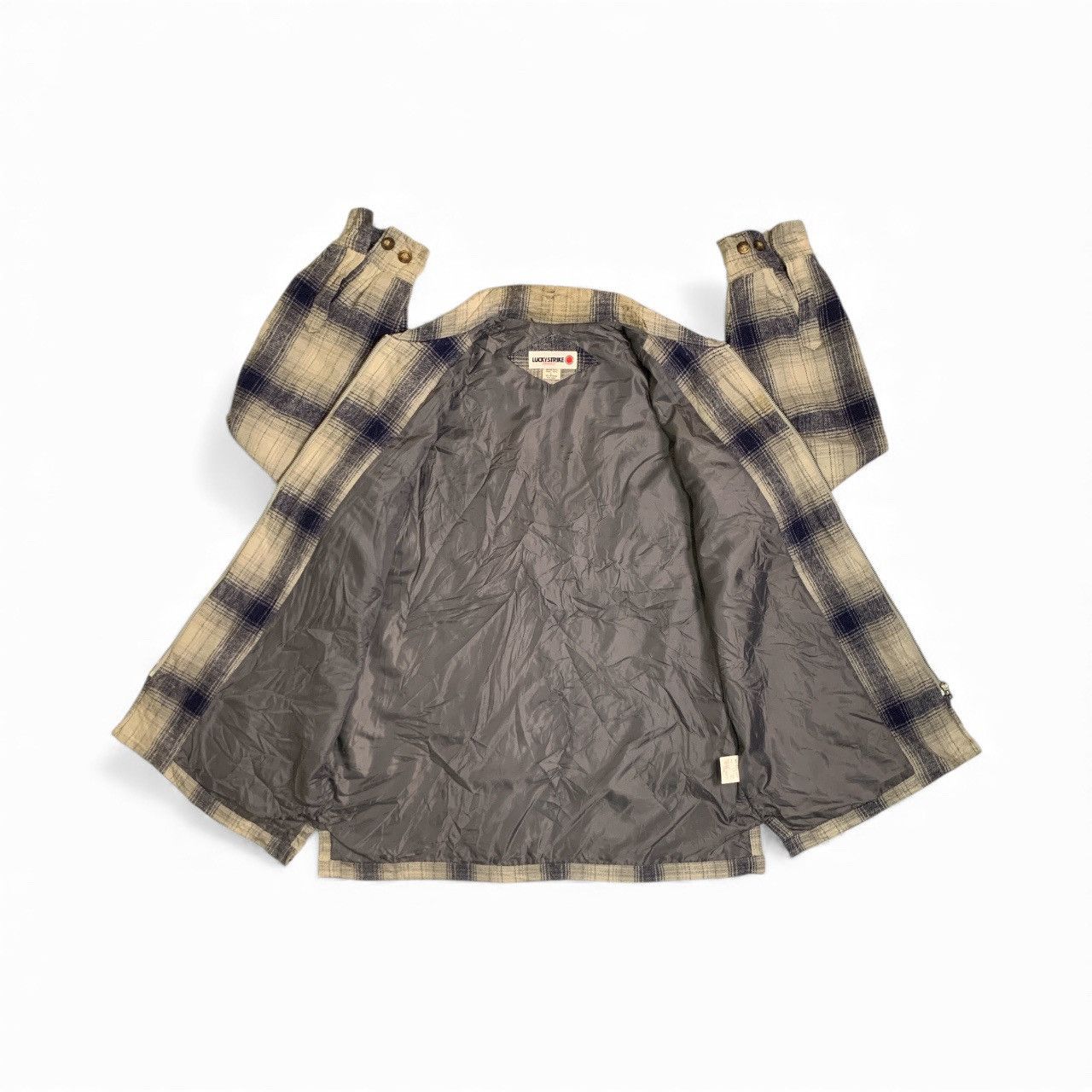 Japanese Brand Rare Design Vintage Lucky Strike Flannel Zipper Light Jacket Size US L / EU 52-54 / 3 - 3 Thumbnail