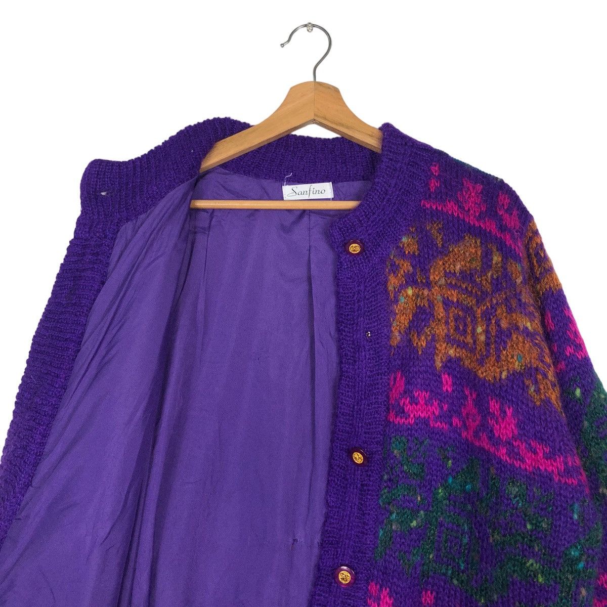 Japanese Brand Vintage Cardigan Sanfino Flower Big Logo Issey Miyake Japan Size US M / EU 48-50 / 2 - 12 Thumbnail