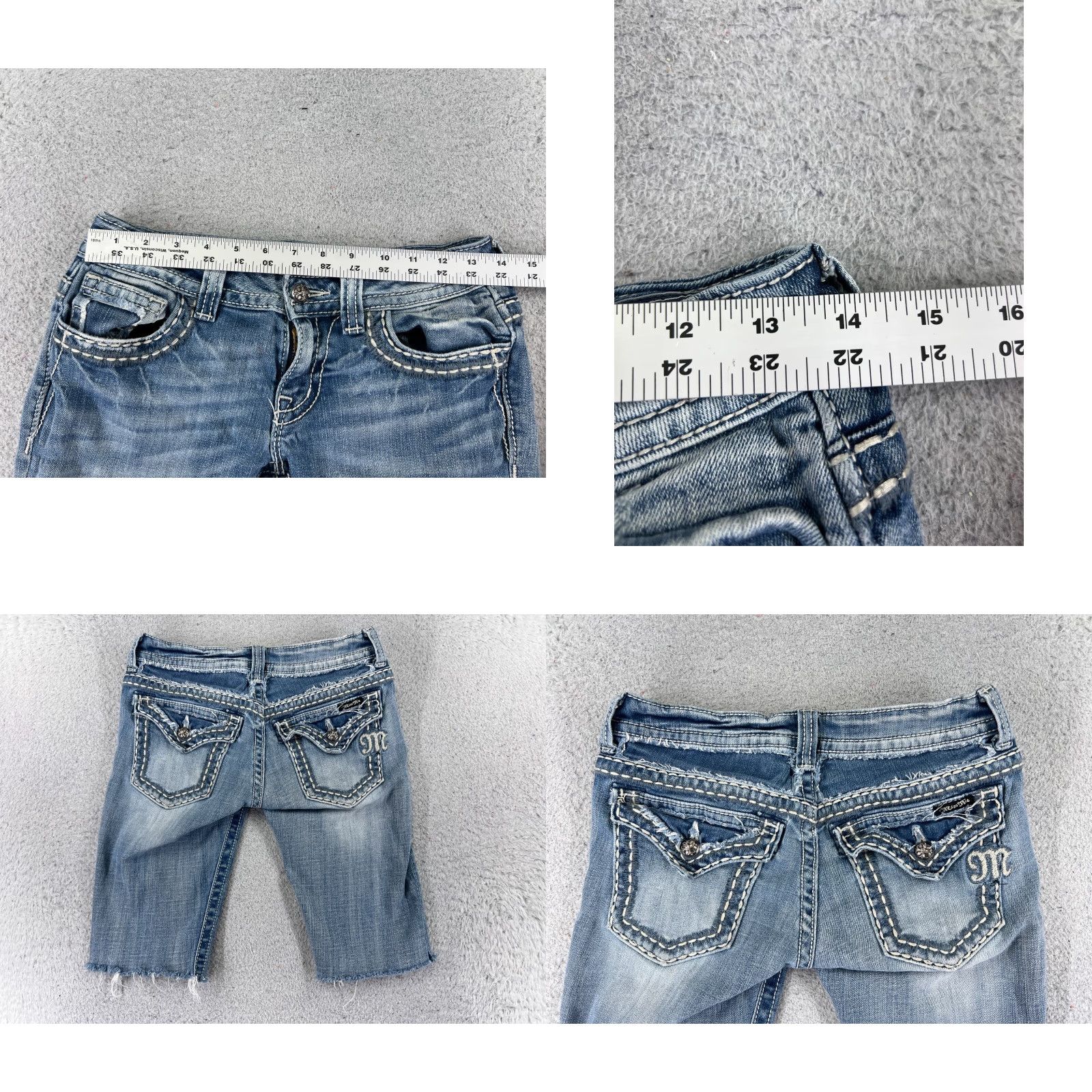 Miss Me Miss Me Shorts Womens Denim Blue 27 Distressed Cut-Off Embroidered Bling 26x12 Size 27" / US 4 / IT 40 - 9 Thumbnail
