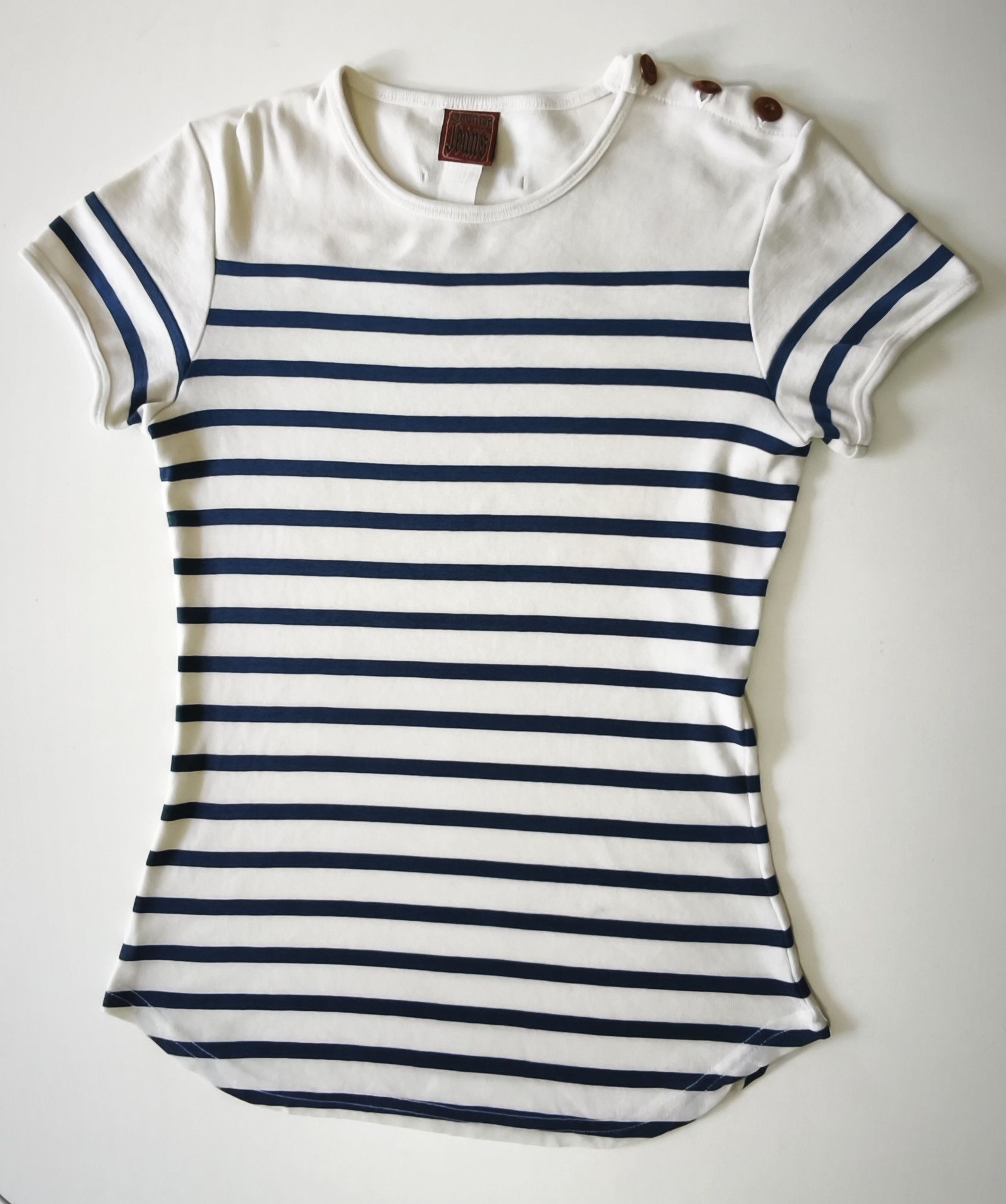 Jean Paul Gaultier 90's - Curved Hem sailor style tshirt GaultierJeans Size S / US 4 / IT 40 - 18 Thumbnail