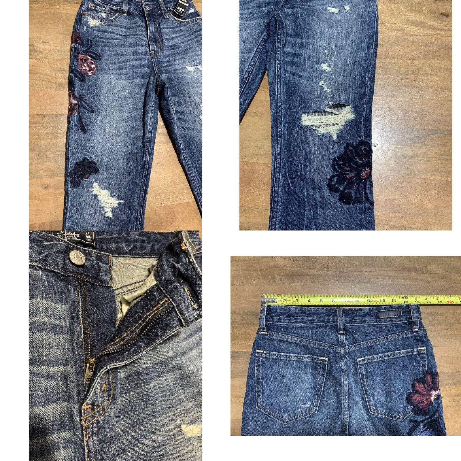 Abercrombie & Fitch Abercrombie & Fitch Jeans NWT Floral 5-Pocket High Rise Girlfriend 00 Women's Blue Denim 26x25 Size 26" / US 2 / IT 38 - 8 Thumbnail