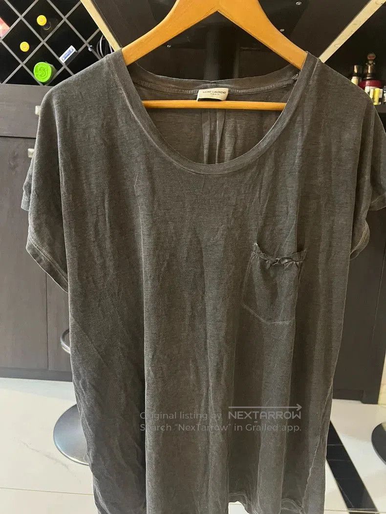 Saint Laurent Men's Gray Short Sleeve T-Shirt.