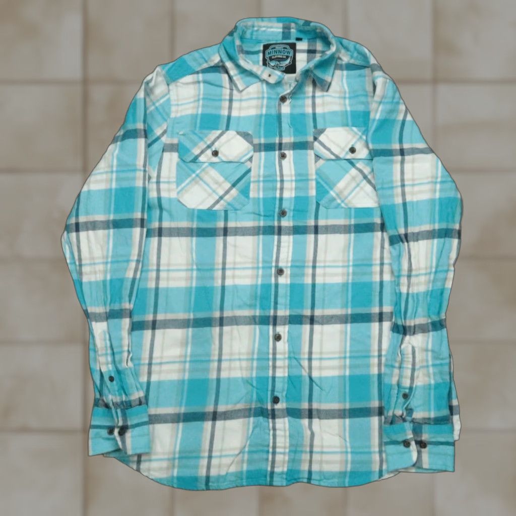 Vintage Angry Minnow Shirt Mens Large Blue Plaid Flannel Button-Up Size US L / EU 52-54 / 3 - 1 Thumbnail
