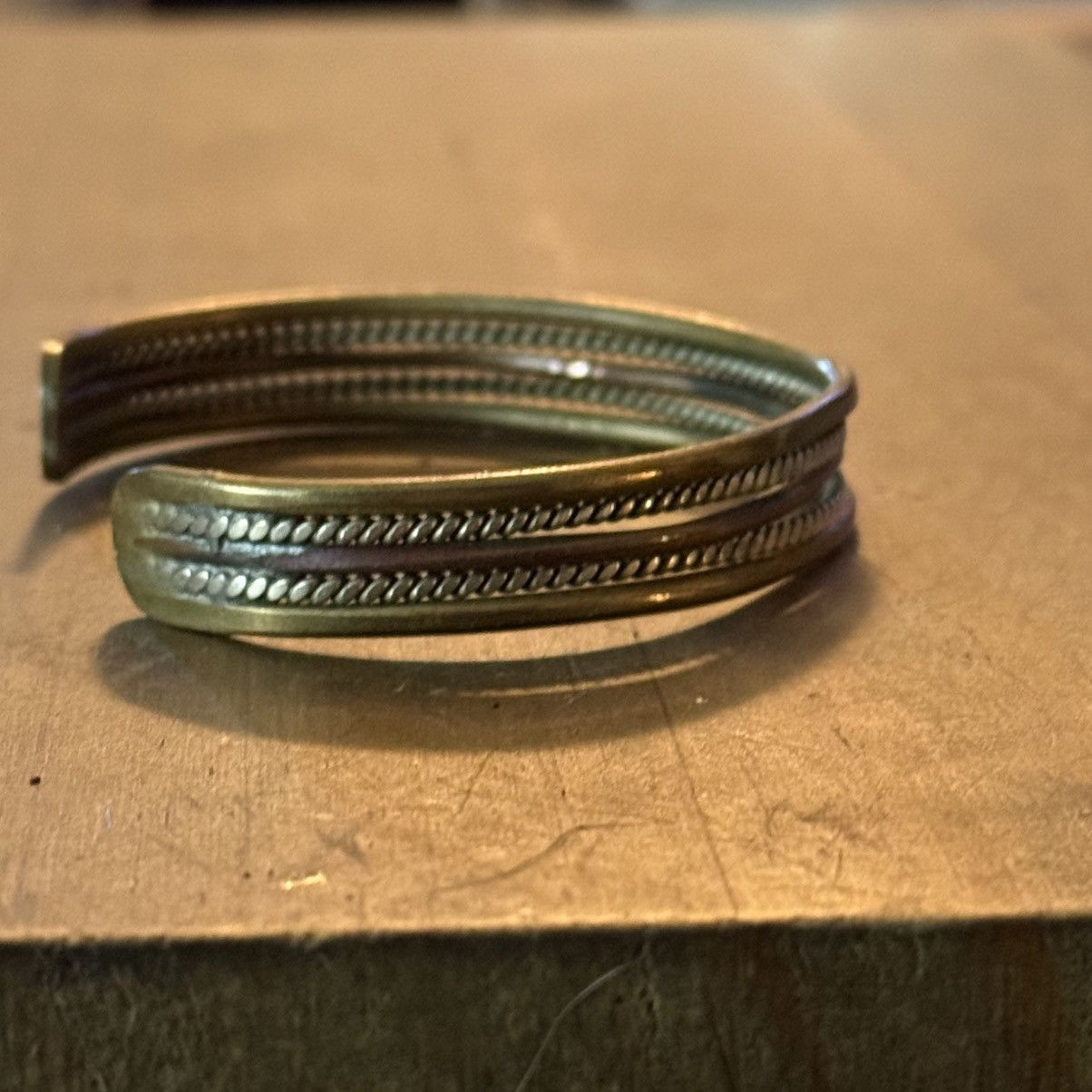 Vintage Vintage brass and copper cuff bangle bracelet Size ONE SIZE - 5 Thumbnail