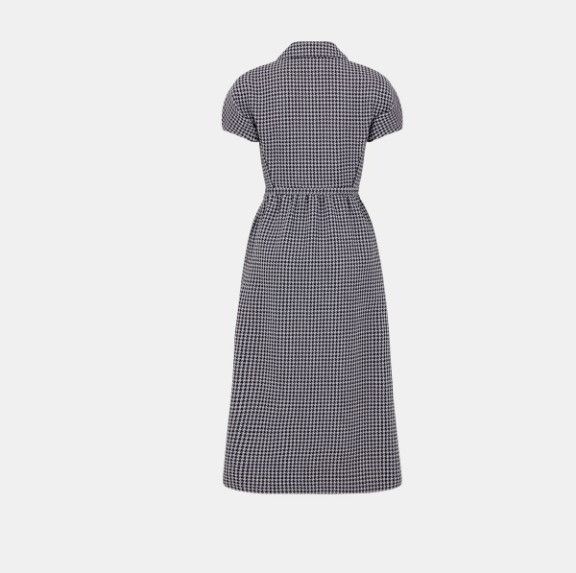 Dior o1w1db11124 Puff Sleeves Mid-Length Dress in Black & White Size XS / US 0-2 / IT 36-38 - 2 Thumbnail