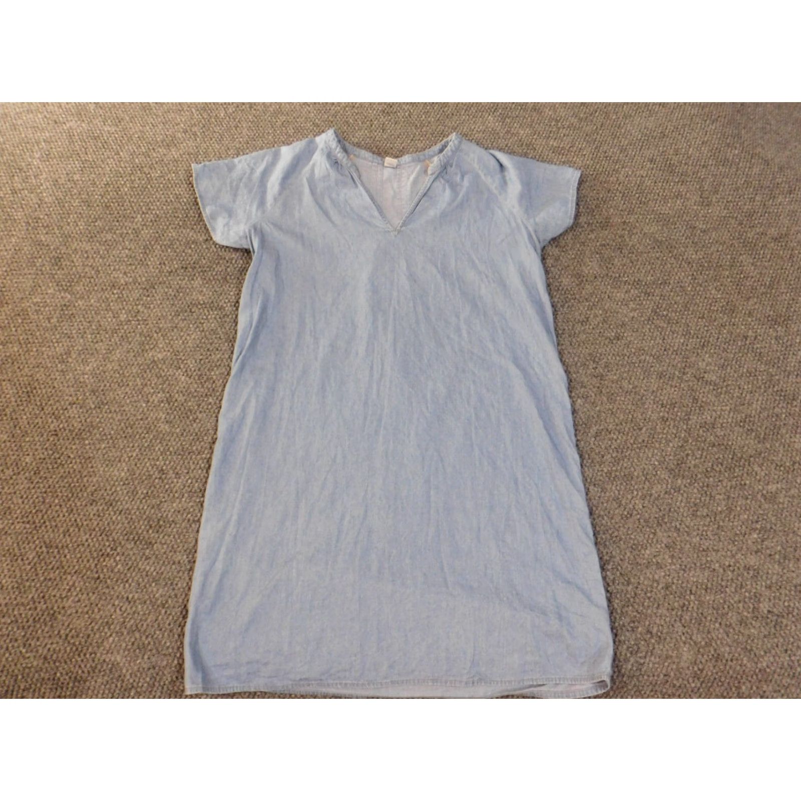 Old Navy Old Navy Dress Midi Denim Cotton A-Line Raglan Sleeve Short Sleeve Women M Blue Ruffle Flower Casual Vintage: No Size M / US 6-8 / IT 42-44 - 3 Thumbnail