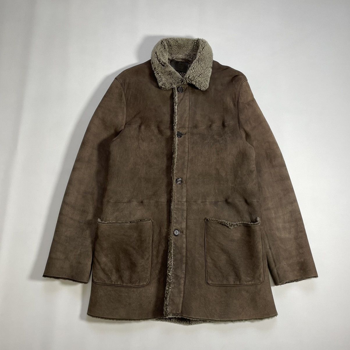Prada A/W 07 Brown Shearling Overcoat Size US M / EU 48-50 / 2 - 2 Thumbnail
