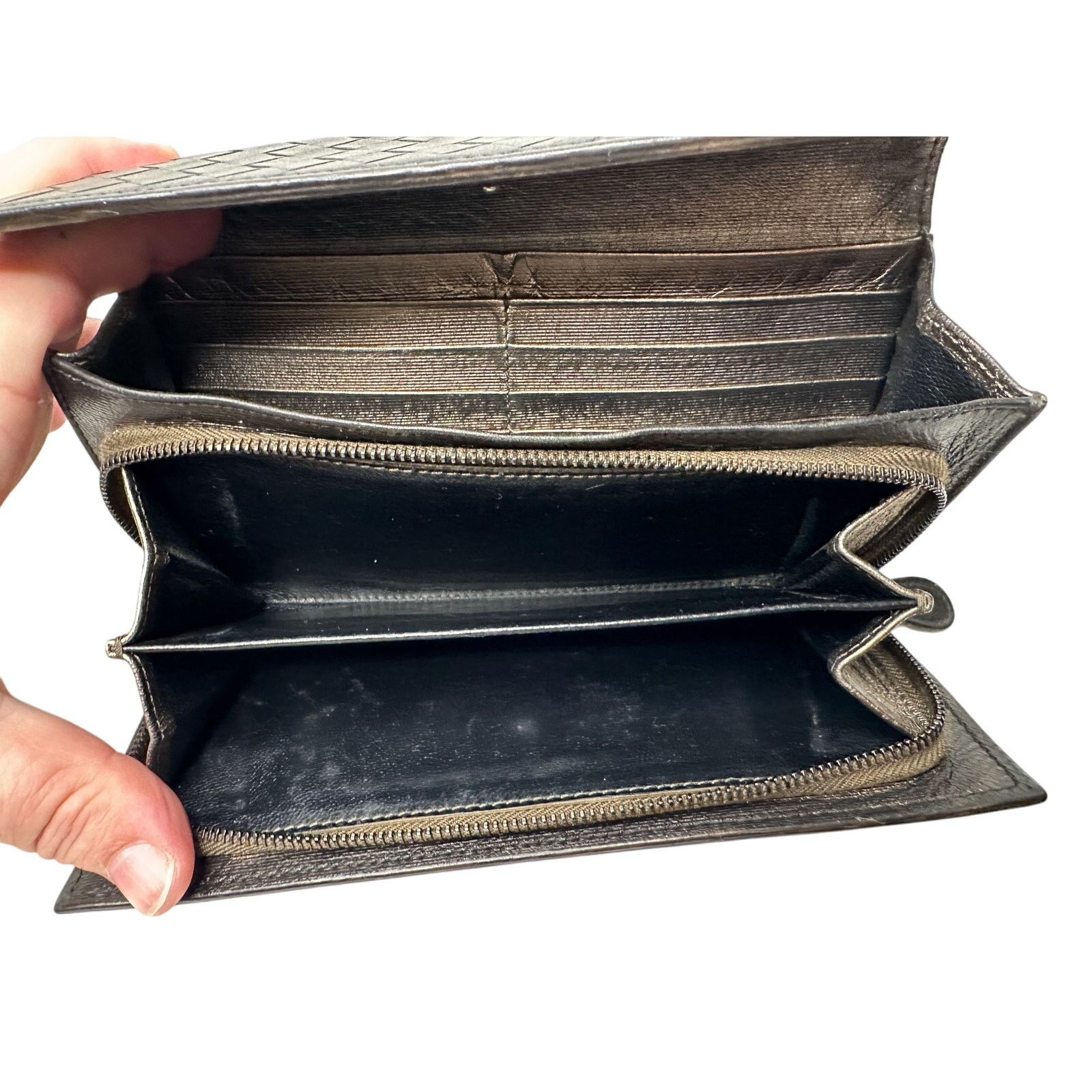 Bottega Veneta Bottega Veneta Intrecciato Woven Black Leather Long Wallet Size ONE SIZE - 8 Thumbnail