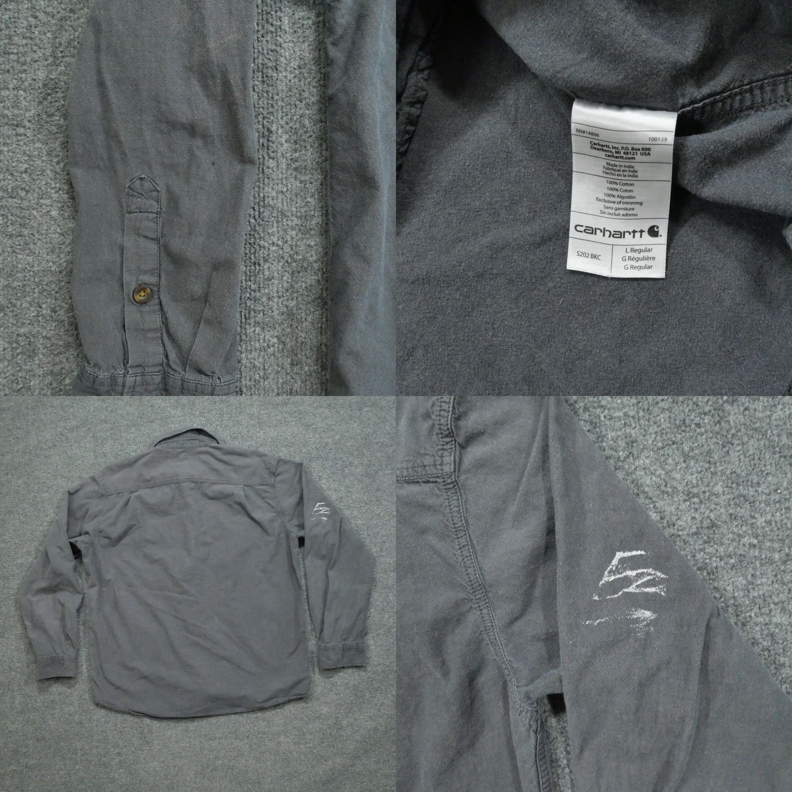 Carhartt VINTAGE Carhartt Shirt Mens Large Grey Button Up Distressed Faded Workwear Size US L / EU 52-54 / 3 - 8 Thumbnail