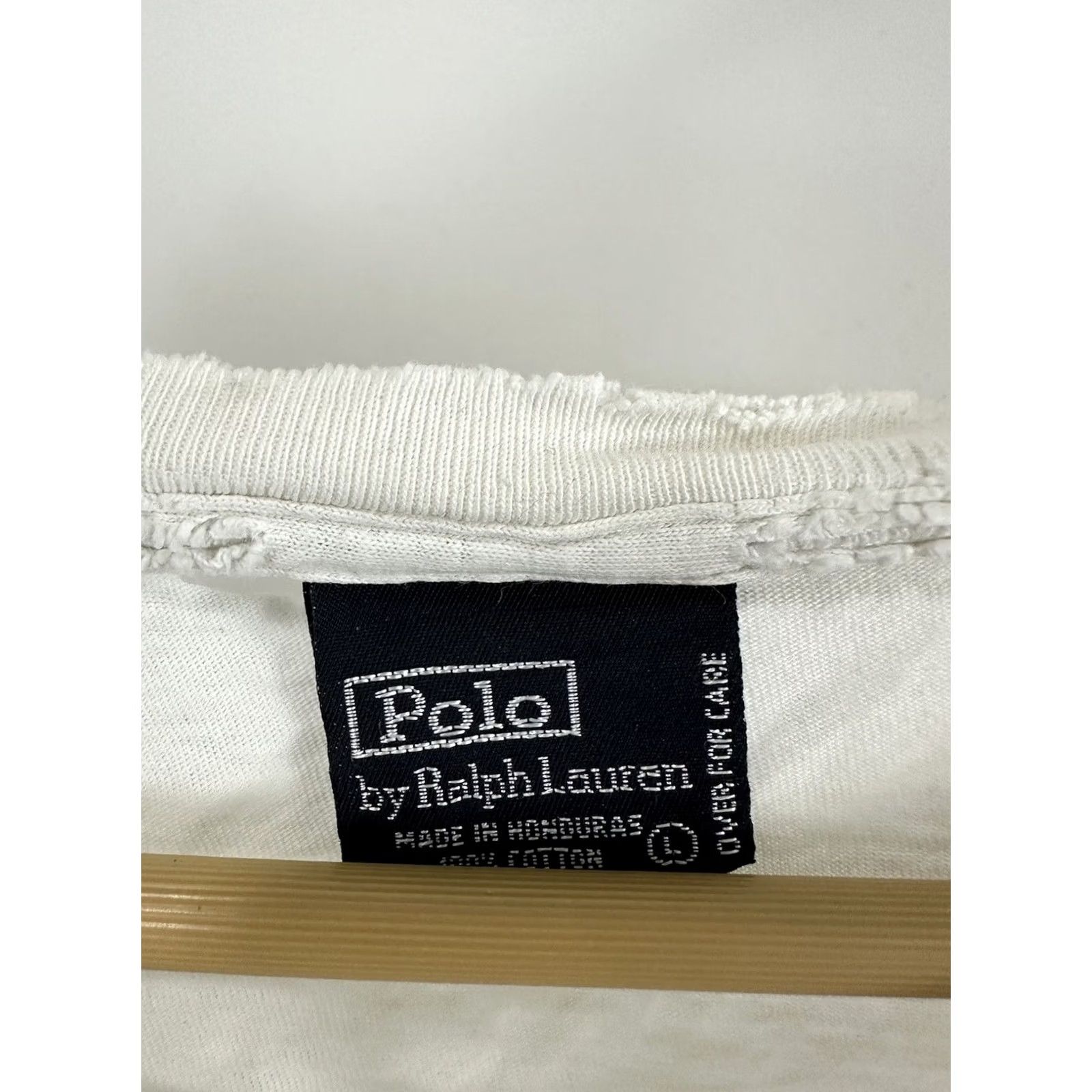 Vintage VTG Polo Ralph Lauren Bear Pony Thrashed Paper Thin Worn T-Shirt L Men White Polo Sport Shirt 90s Grunge Workwear Mens Size US L / EU 52-54 / 3 - 3 Thumbnail
