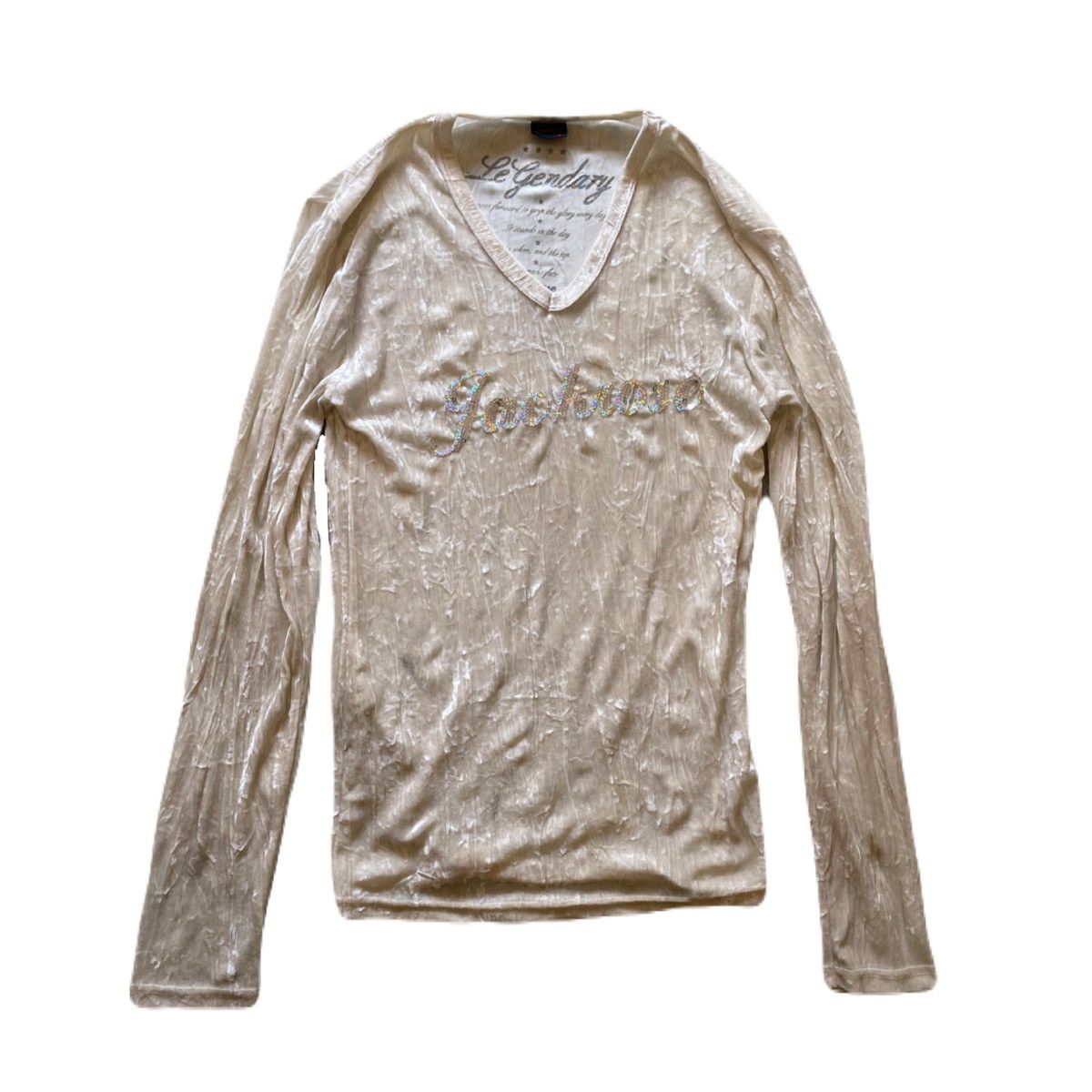If Six Was Nine 2000s Jackrose Velour Sequin Long Sleeve Tee archive Size US M / EU 48-50 / 2 - 2 Thumbnail