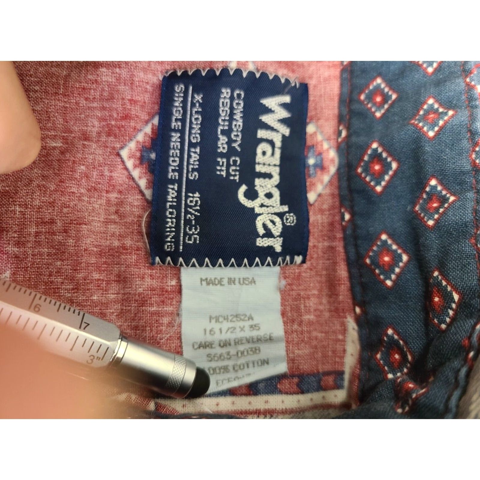Wrangler VINTAGE Wrangler Western Shirt Cowboy Cut 16.5 x 35 X-Long Tails Aztec Print Shirt Mens Size US XL / EU 56 / 4 - 6 Thumbnail