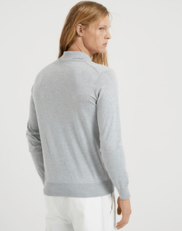 Brunello Cucinelli Polo Sweater in Light Grey Size US S / EU 44-46 / 1 - 2 Thumbnail