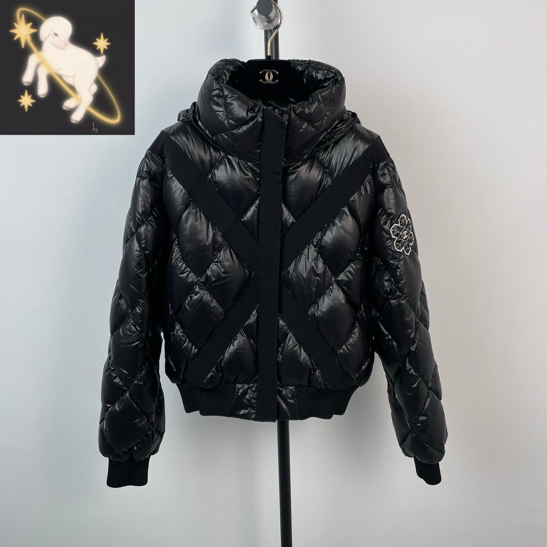 Chanel Chanel Black Stand Collar Quilted Down Jacket Size S / US 4 / IT 40 - 1 Thumbnail