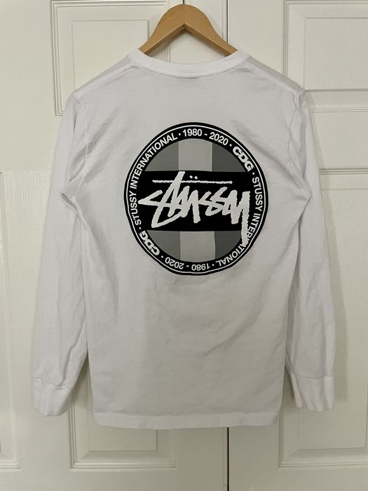 Stussy Stussy x CDG Dot logo longsleeve t-shirt white | Grailed