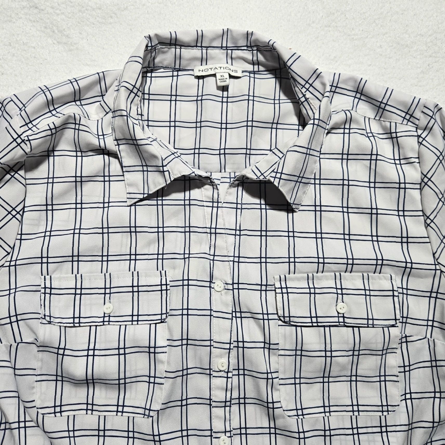 Vintage Notations Shirt Long Sleeve White Check Adult Women's XL Extra Large Size XL / US 12-14 / IT 48-50 - 2 Thumbnail