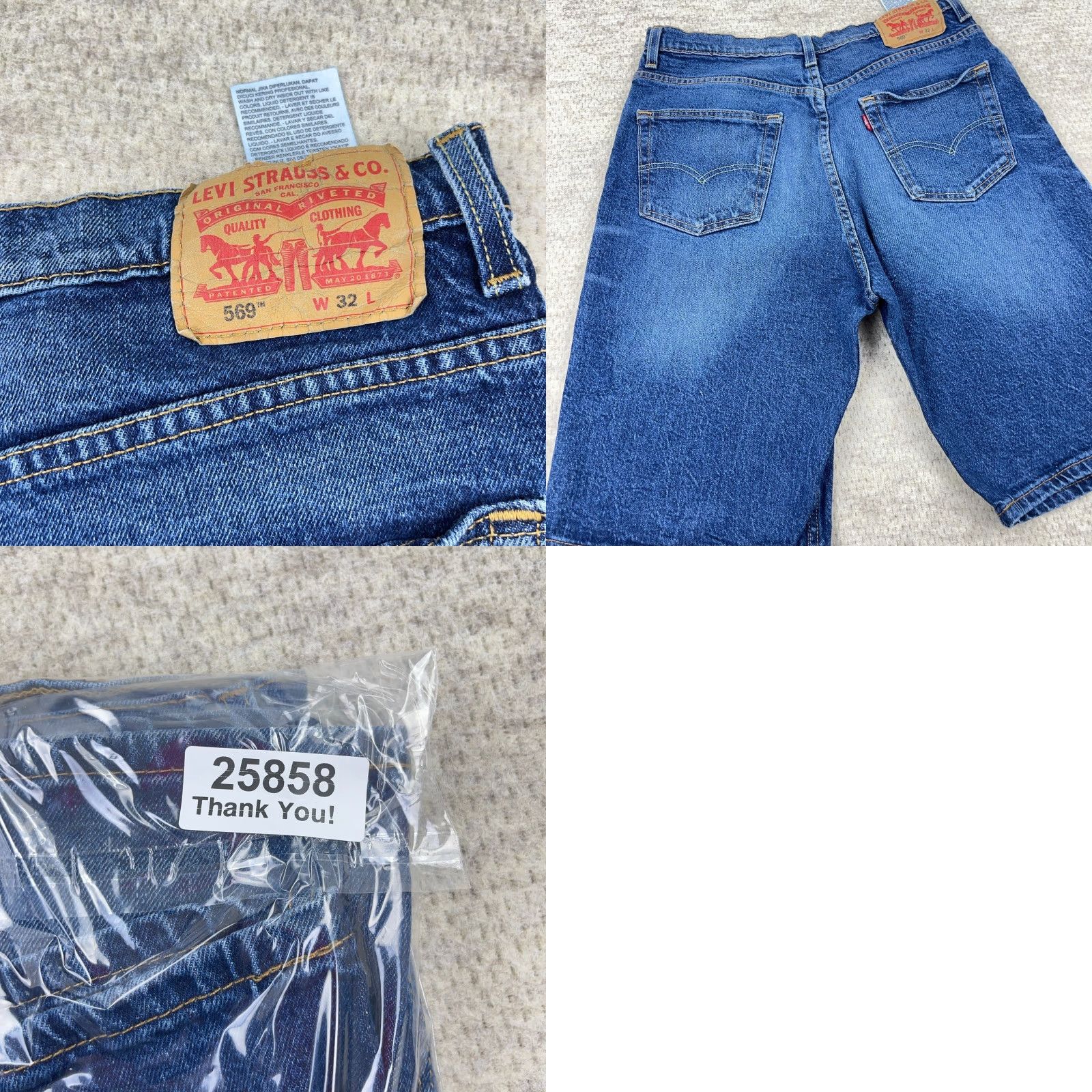 Levi's Levis 569 Shorts Men 32 Relaxed Denim Medium Wash Blue 5-Pocket Zip Belt Loops Casual Heritage 90s Theme Mens Size US 32 / EU 48 - 9 Thumbnail