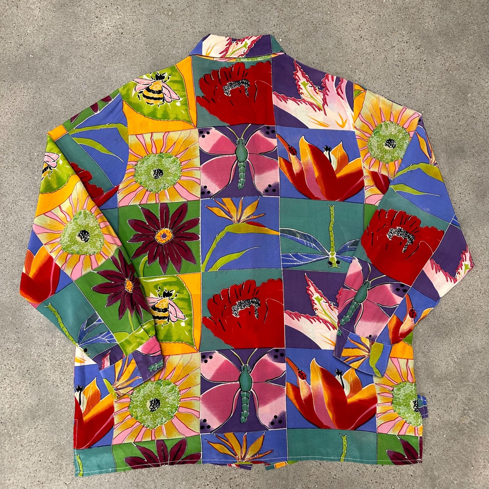 Vintage Vintage Unique Silk Flower Patchwork Button Up Shirt Size US L / EU 52-54 / 3 - 2 Thumbnail