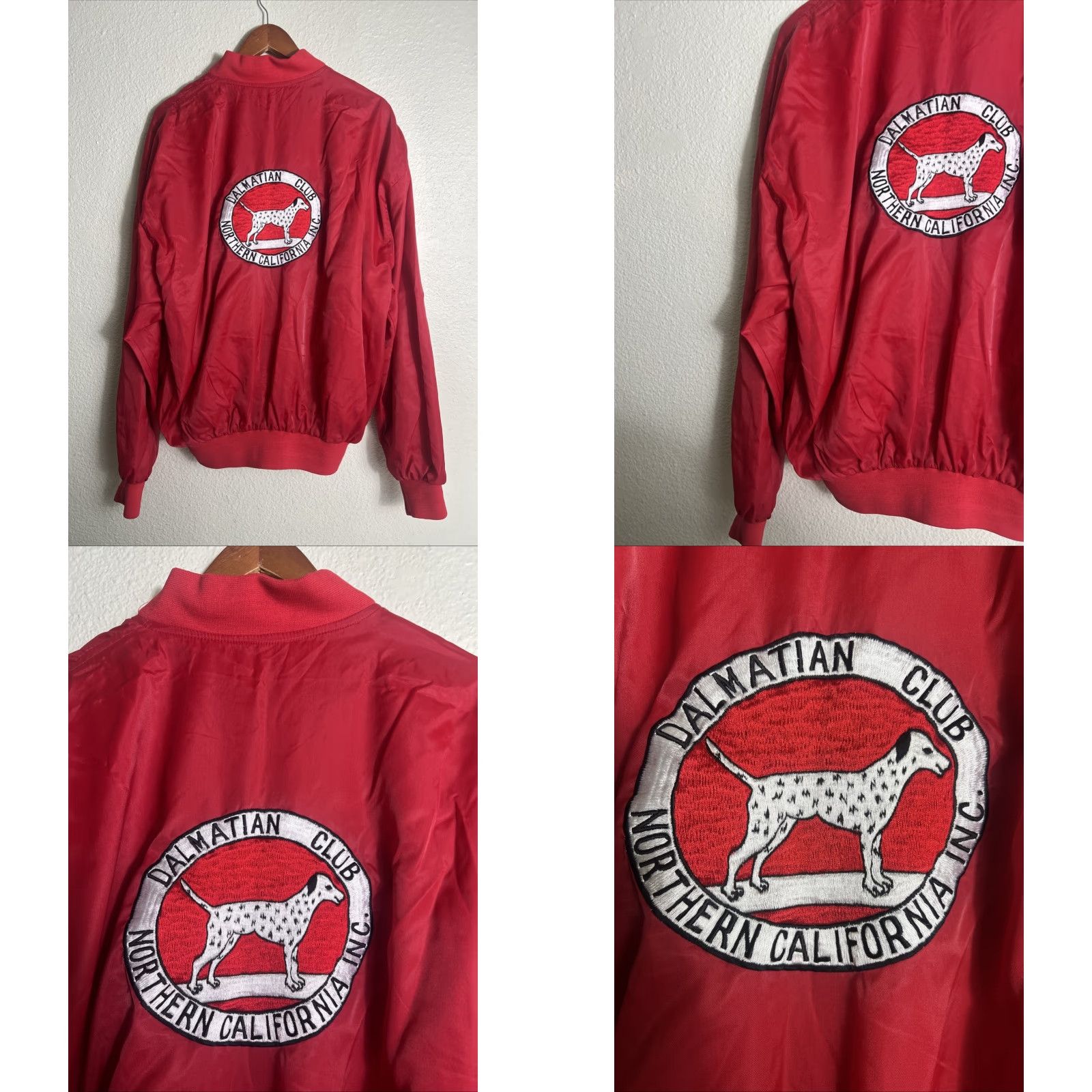 Vintage VINTAGE Satin Bomber Jacket Adult XXL Full Zip NorCal Dalmatians Red Mens Side? Size US XXL / EU 58 / 5 - 9 Thumbnail