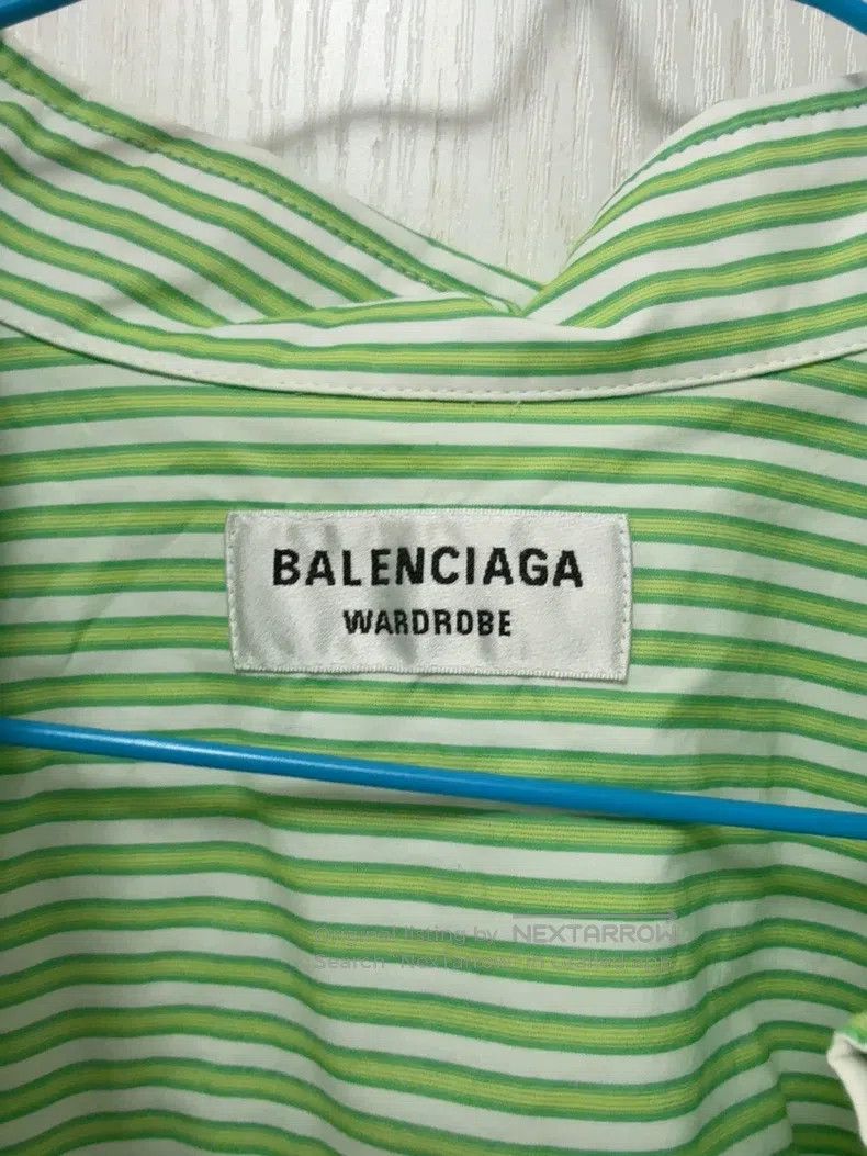 Balenciaga Balenciaga Green Striped Shirt Size XS / US 0-2 / IT 36-38 - 3 Thumbnail