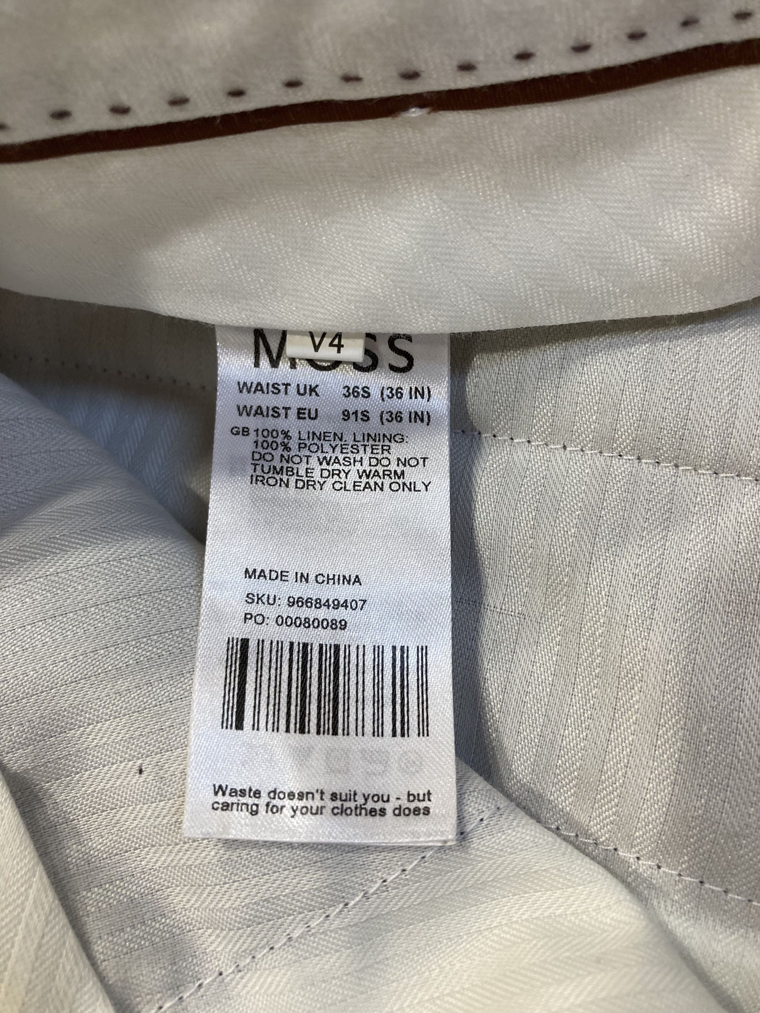 Moss MOSS BROS 1851 Tailored Linen Brown Tobacco Suit Pants Size US 36 / EU 52 - 6 Thumbnail