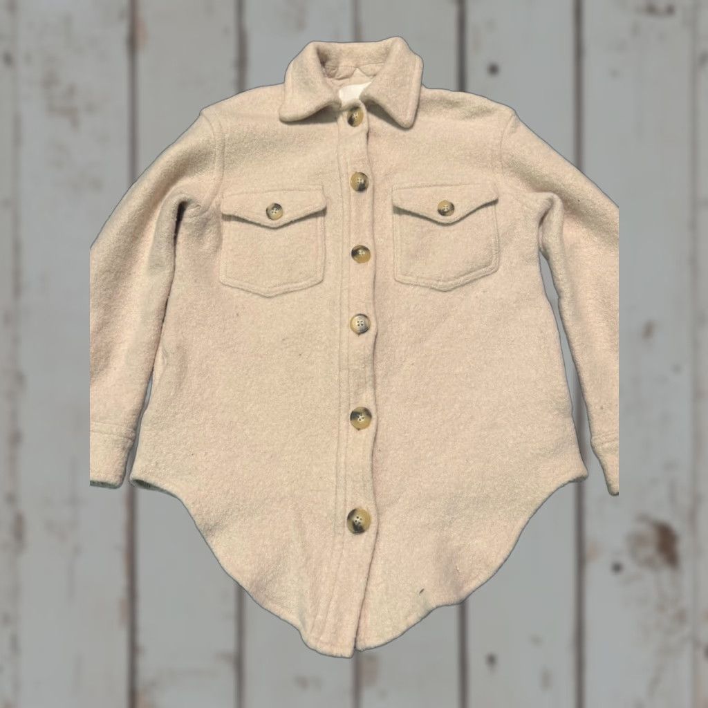 Vintage VINTAGE Wilfred Ganna Shirt Jacket Merino Wool Shacket Cream 2XS Shacket Women? Size XXS / US 00 / IT 34 - 1 Thumbnail