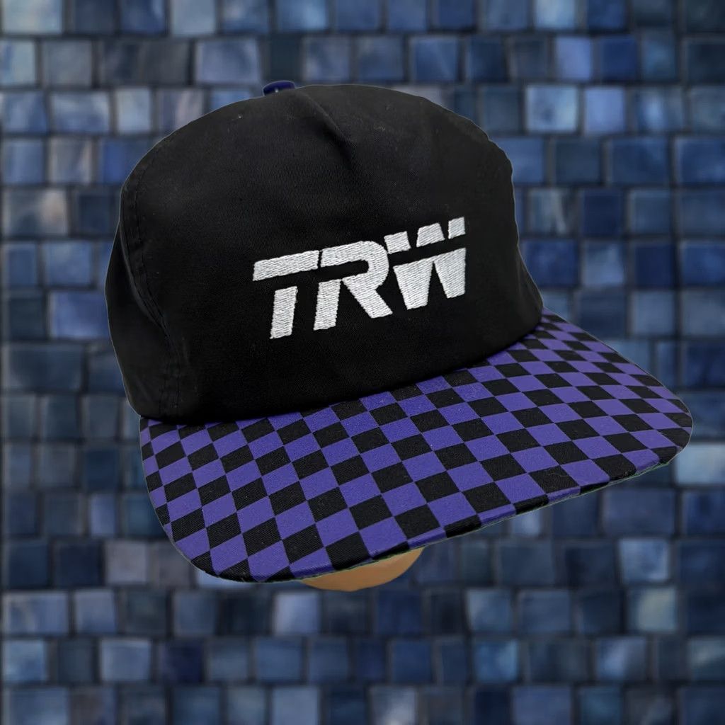 Vintage VINTAGE TRW Hat COMMERCIAL STEERING Black Purple Checkered Flag Bill Snapback Unisex Adults One Size Black Sports Snapback Mens Womens Boys Girls Size ONE SIZE - 1 Thumbnail