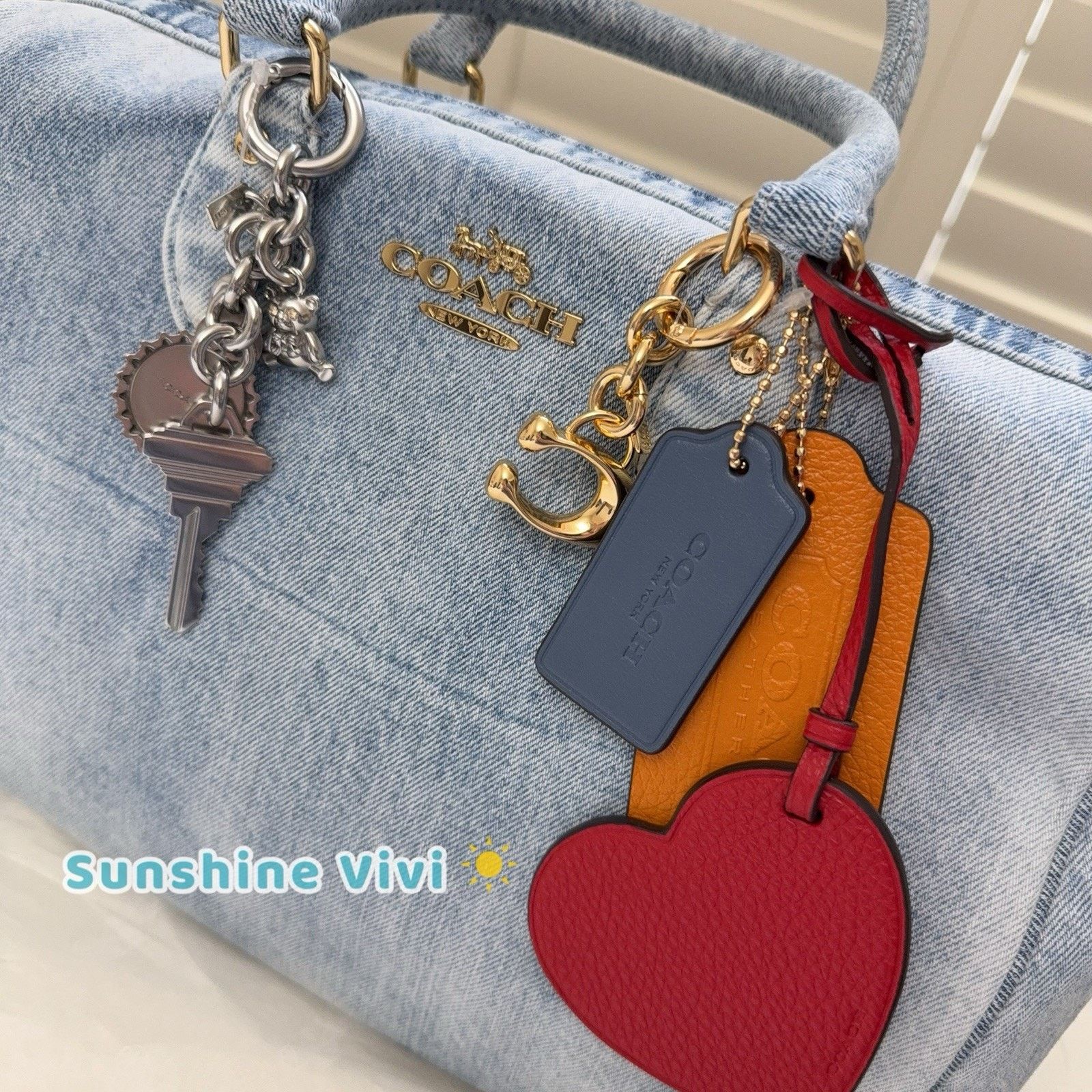 Coach NWT Coach LARGE Rowan Satchel Bag Loved Denim Charms CDY75 Size ONE SIZE - 3 Thumbnail