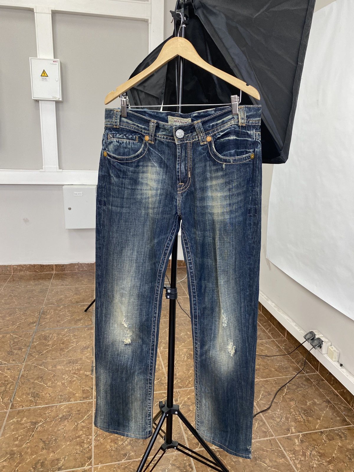 4GSELLER 🇯🇵 Y2K MEK Denim USA Trashed Faded Japan Style Jeans Rare Size US 34 / EU 50 - 2 Thumbnail