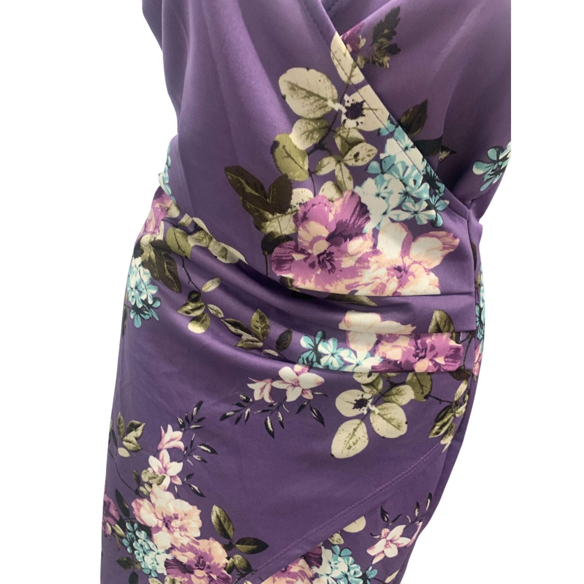 Other Purple Floral Wrap Dress With Spaghetti Straps & Stretchy Fi Size M / US 6-8 / IT 42-44 - 4 Thumbnail