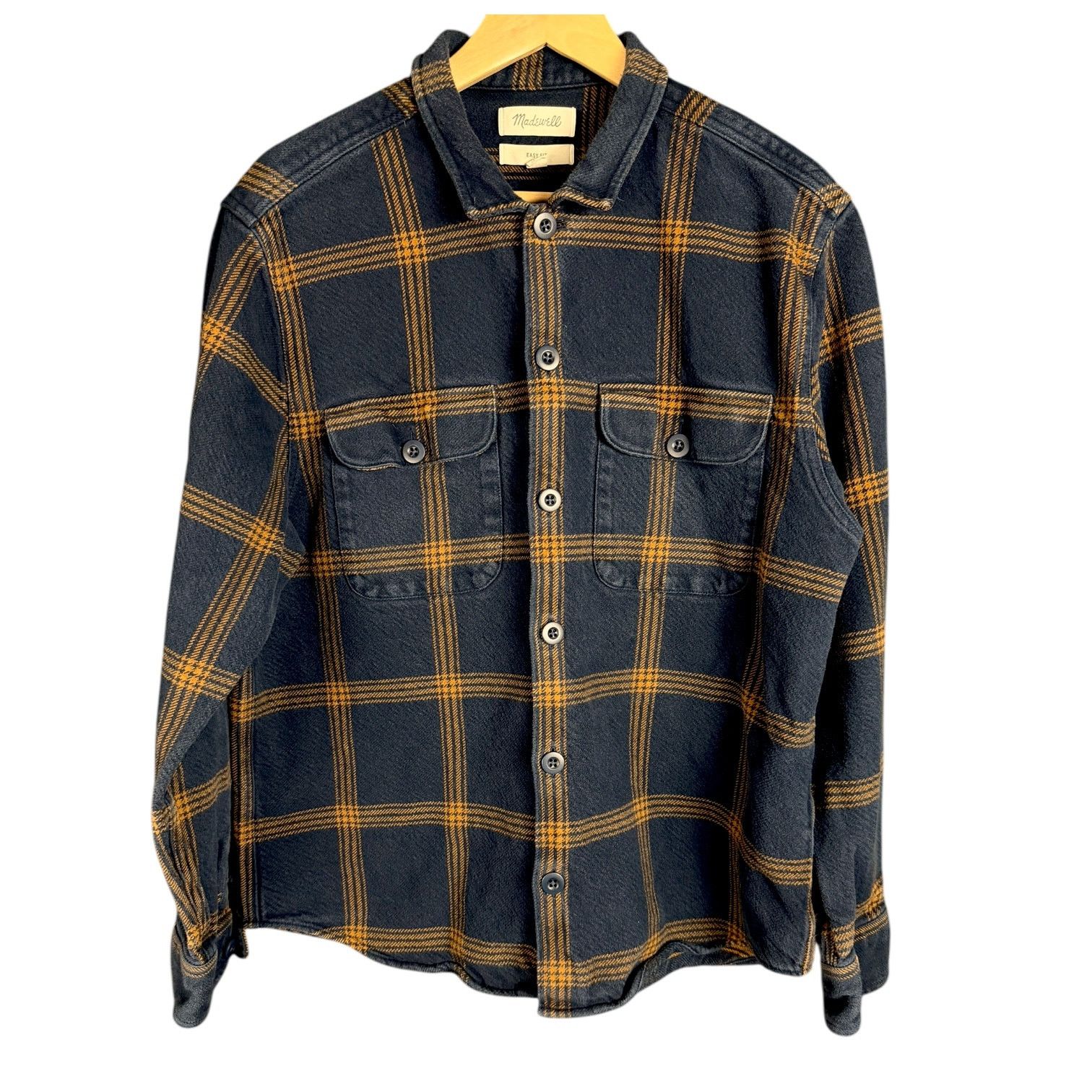Madewell Men's Madewell Flannel Easy Shirt Jacket Navy Plaid - XL Size US L / EU 52-54 / 3 - 2 Thumbnail