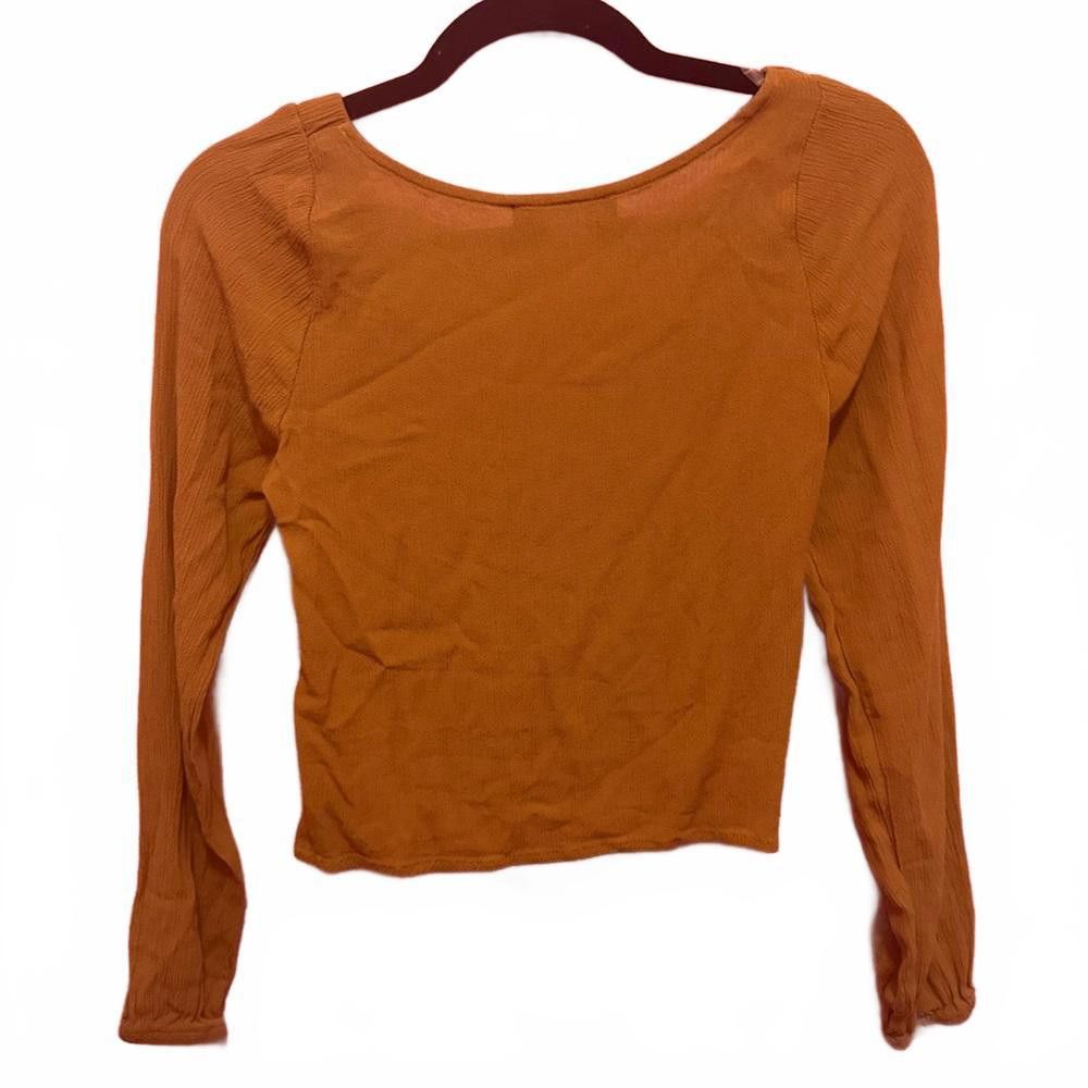 Designer Chic Brown Puff Sleeve Button-Up Top Size S / US 4 / IT 40 - 2 Thumbnail