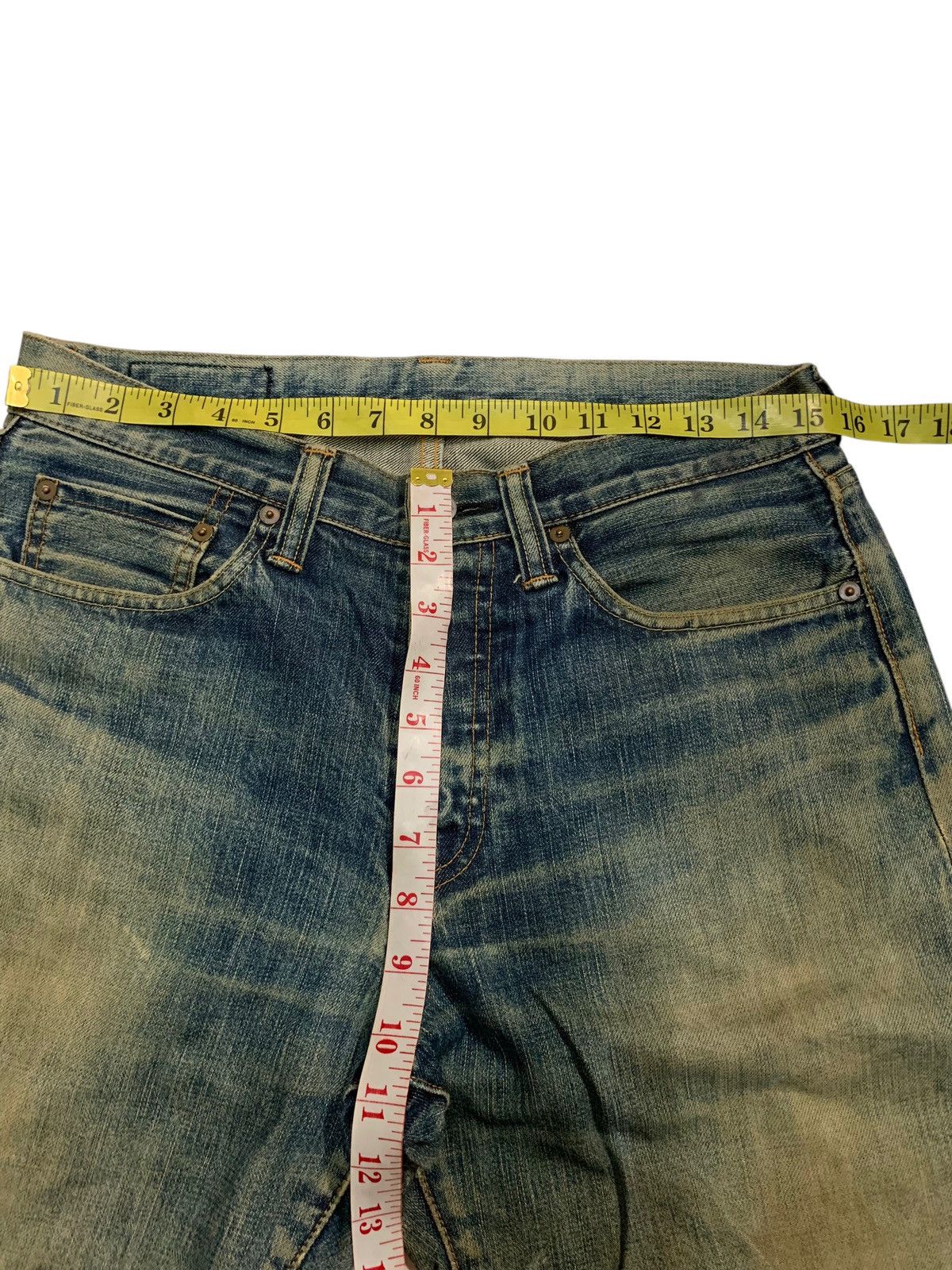 If Six Was Nine × Japanese Brand RARE💥ACOUSTIC SELVEDGE FADED&RUSTY JAPANESE DISTRESSED DENIM Size US 31 - 21 Thumbnail