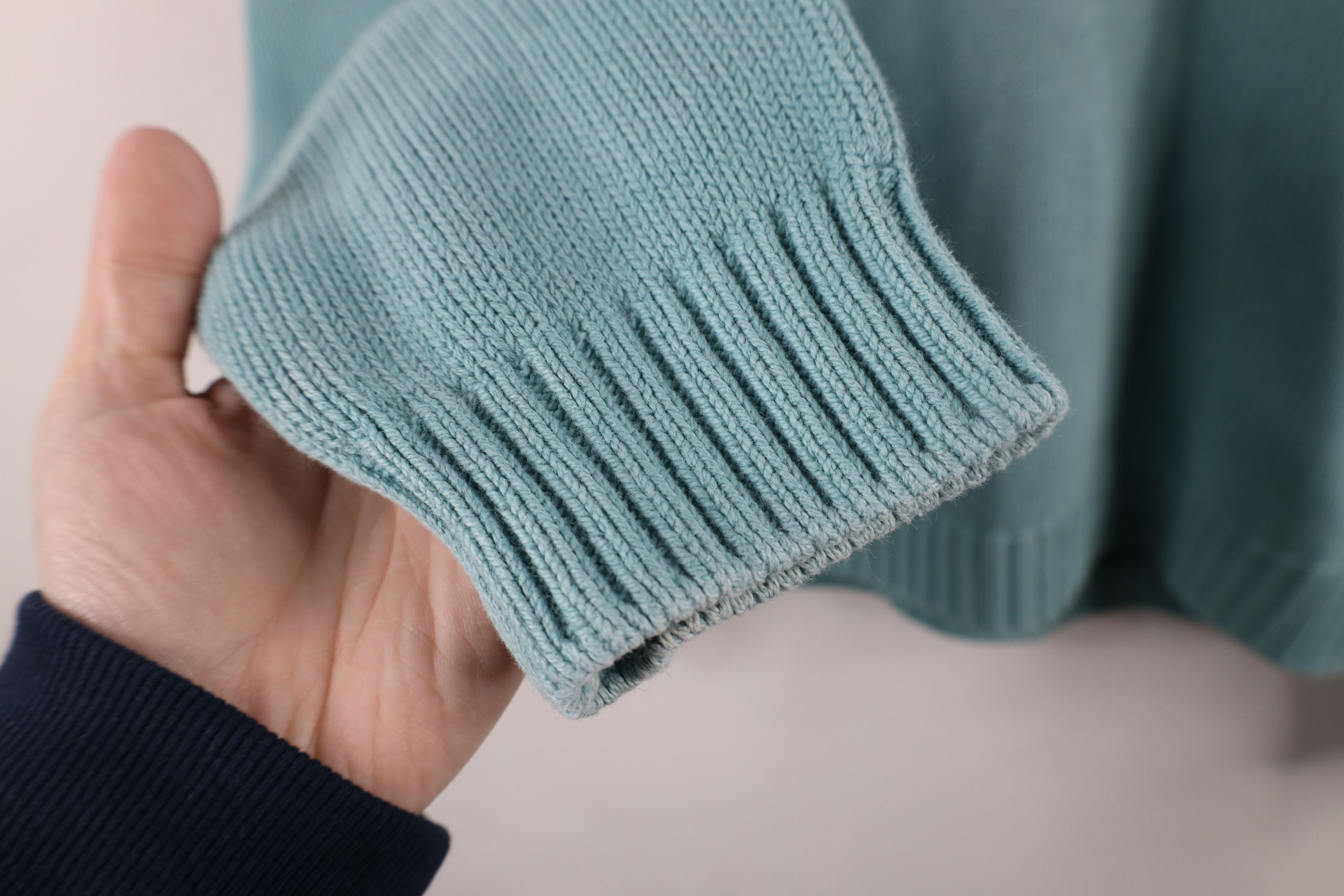 Lands' End × Vintage Vintage 90s Lands End Blank Cotton Knit Sweater Teal USA Size L / US 10 / IT 46 - 7 Thumbnail