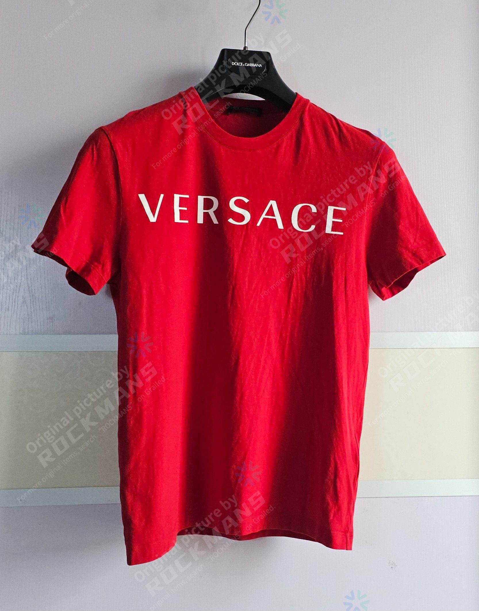 Versace Men's Red Cotton Logo T-Shirt Size S