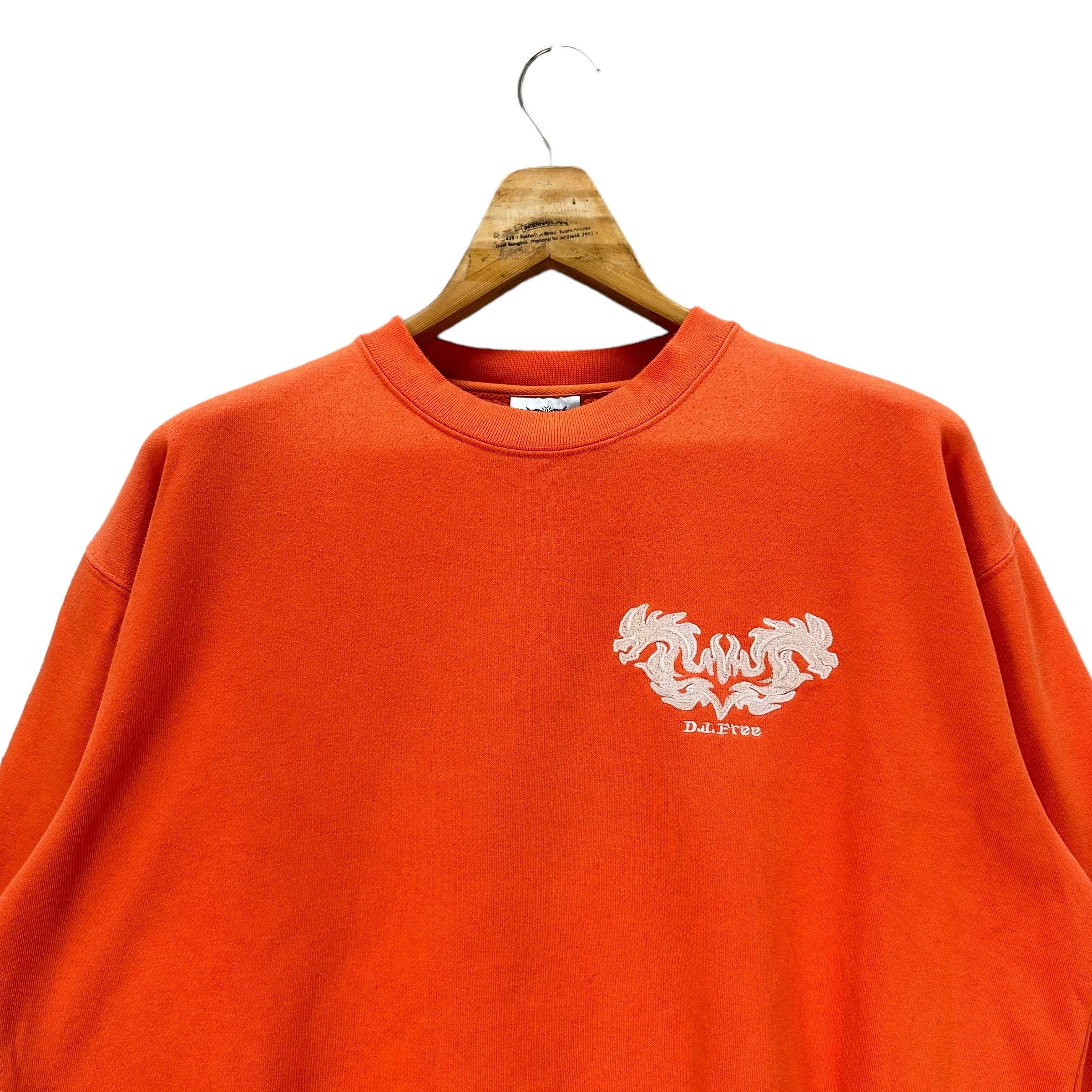 Japanese Brand DJ FREE EMBROIDERY BIG LOGO ORANGE SWEATSHIRT #8700-021 Size US L / EU 52-54 / 3 - 4 Thumbnail
