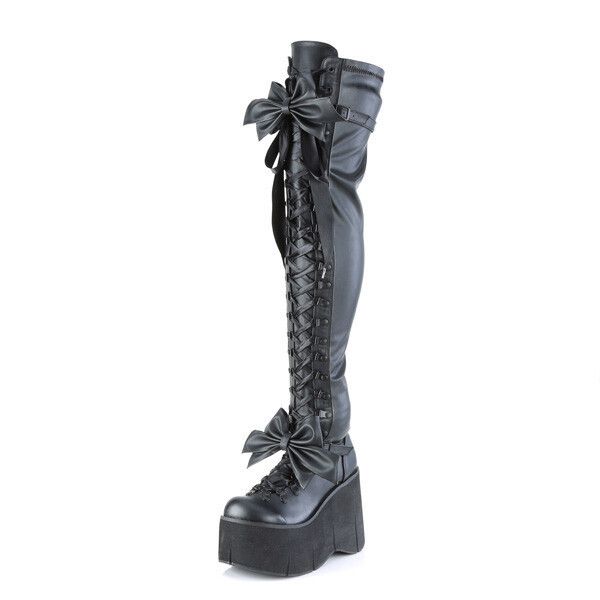 Demonia Cult DEMONIA Kera 303 Black Matte Thigh Boots 4.5" Platform Goth Size US 8 / IT 38 - 4 Thumbnail