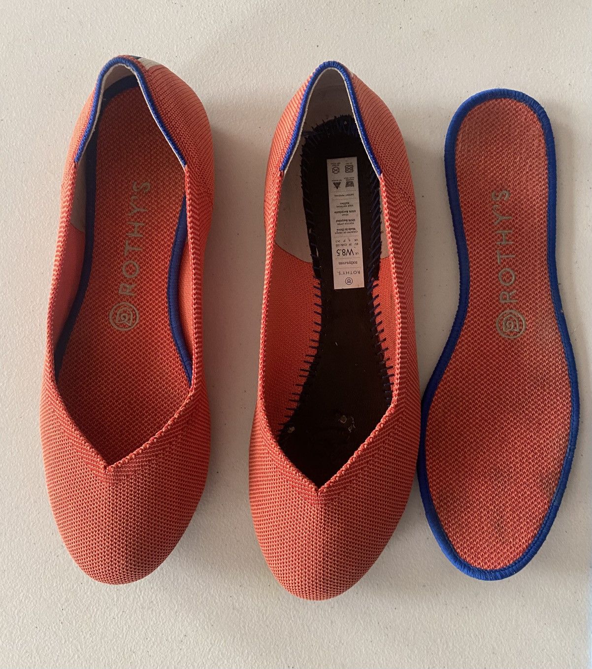 Rothy's Rothy's The Flats Persimmon Marina Heel Stripe 8.5 US Size US 8.5 / IT 38.5 - 4 Thumbnail