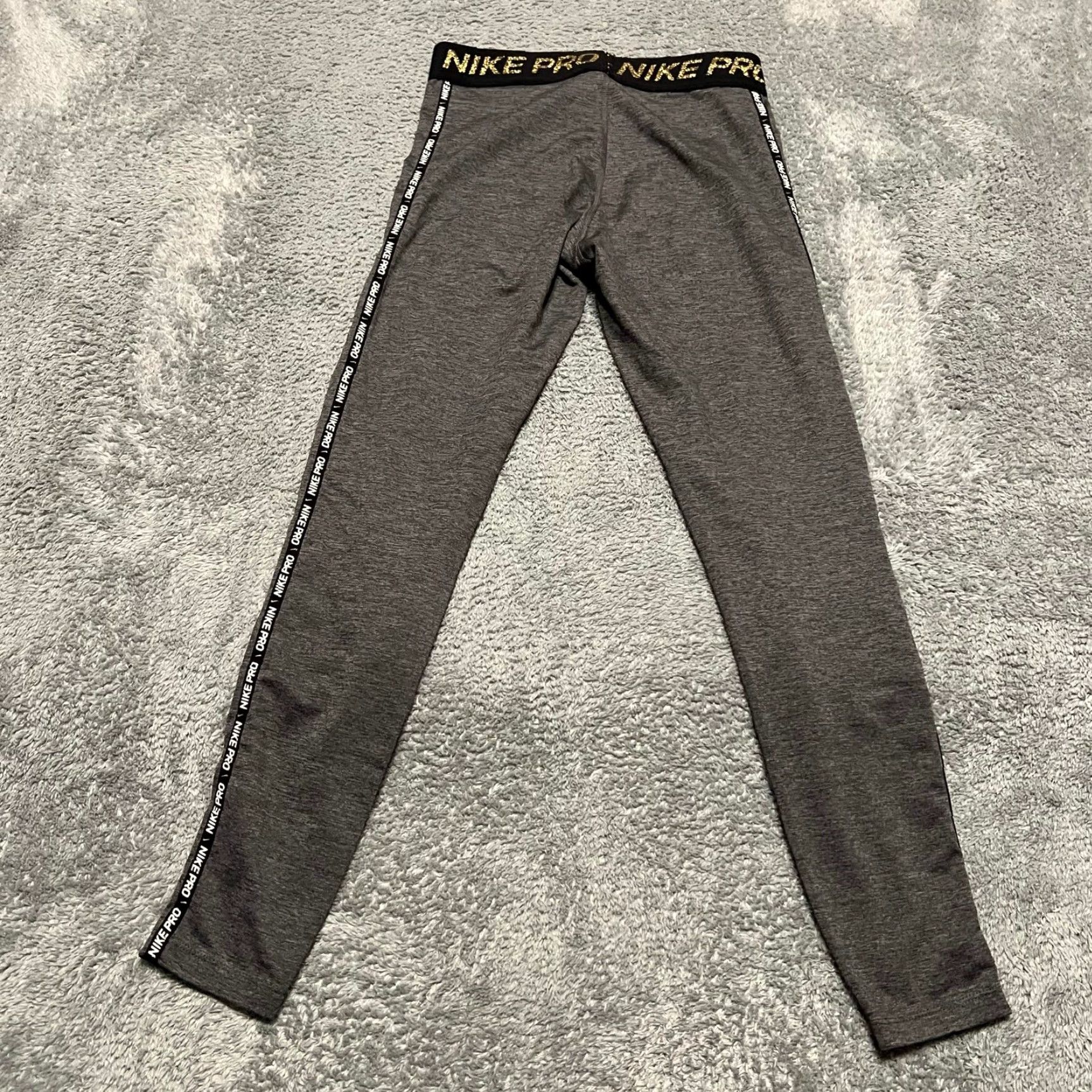 Nike Nike Pro Leggings Pants Womens Small Gray Gold Ankle Full Length Leggings S Womens Size 28" / US 6 / IT 42 - 3 Thumbnail