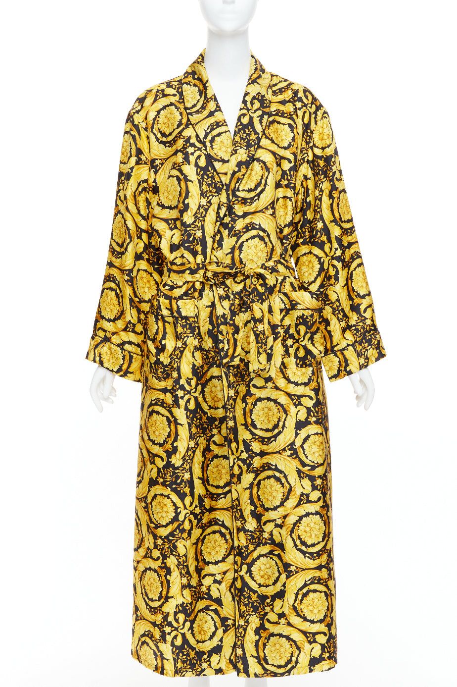 Versace VERSACE 100% silk Signature Barocco Baroque print gold black robe gown Sz 2 M Size M / US 6-8 / IT 42-44 - 1 Thumbnail